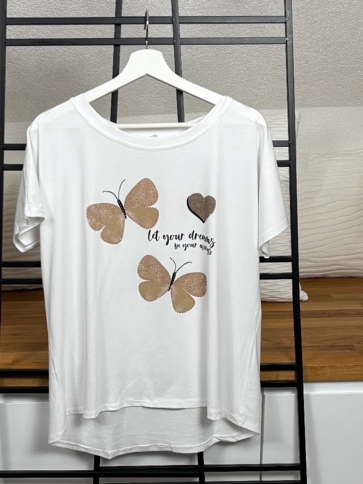 !!!!KEINE RETOURE MÖGLICH!!!! Damen- T - Shirt „Schmetterling“ Einheitsgrösse Gr. 36 - 44 in 3 Farben