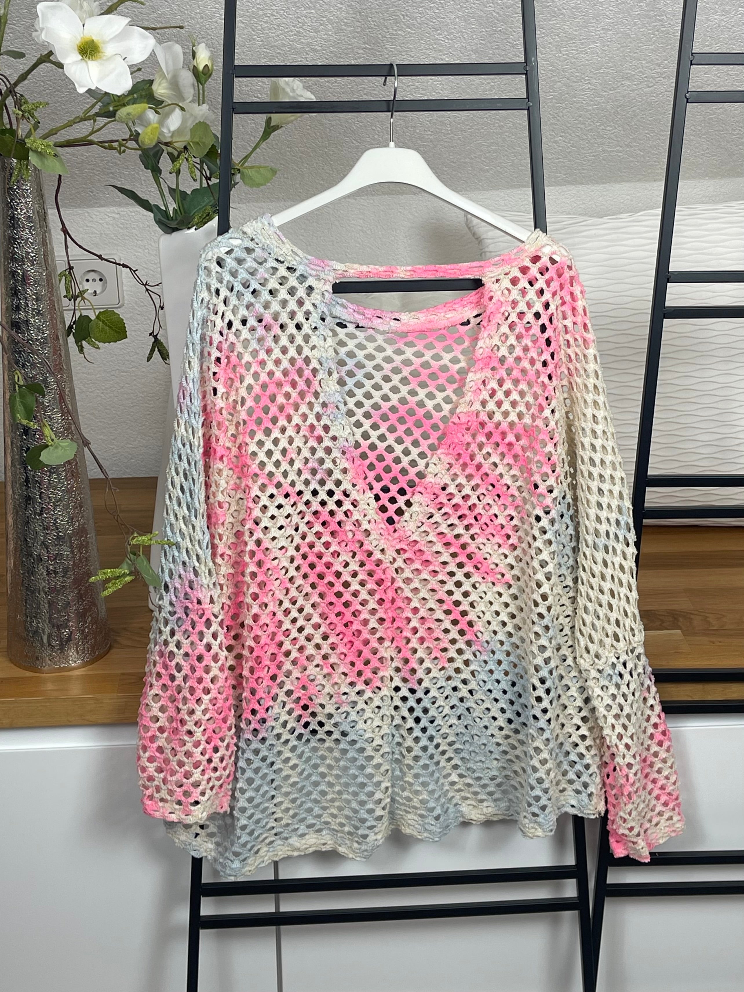 !!!KEINE RETOURE MÖGLICH !!! Damen - Pullover „Netzoptik“ Einheitsgrösse Gr. 38 - 42/44 in neonfarben