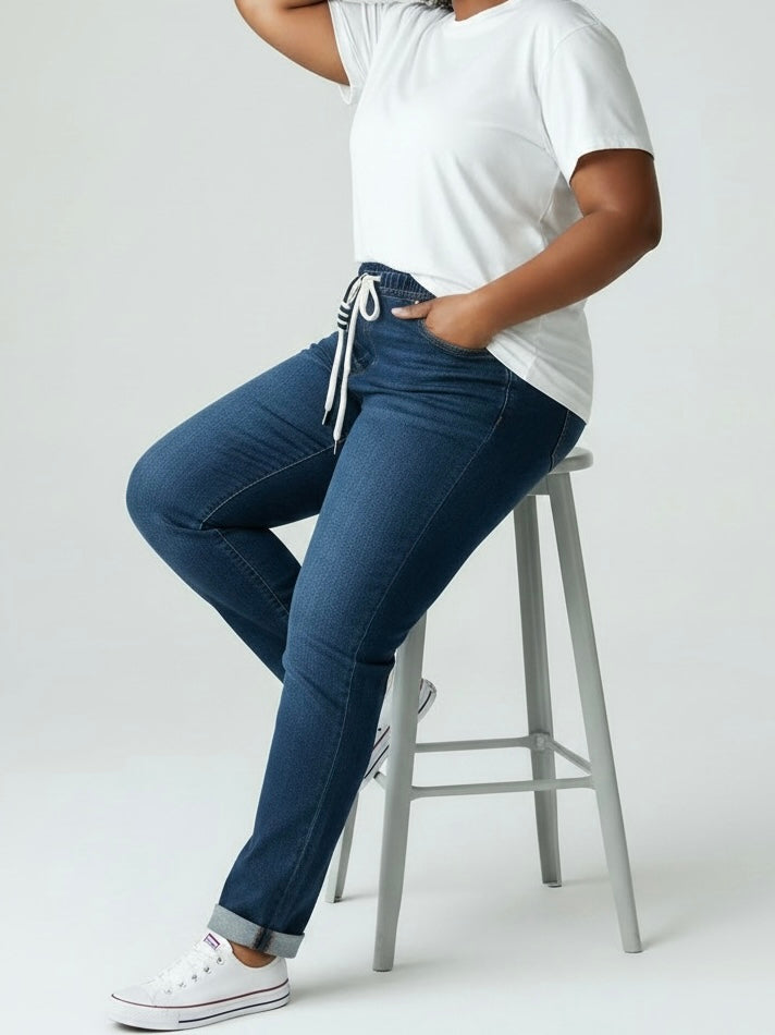 Jeans - Jogpant mit toller Kordel in blau