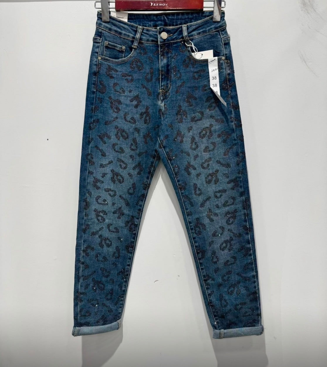 Jeans „Animal“ mit Glitzer in denim