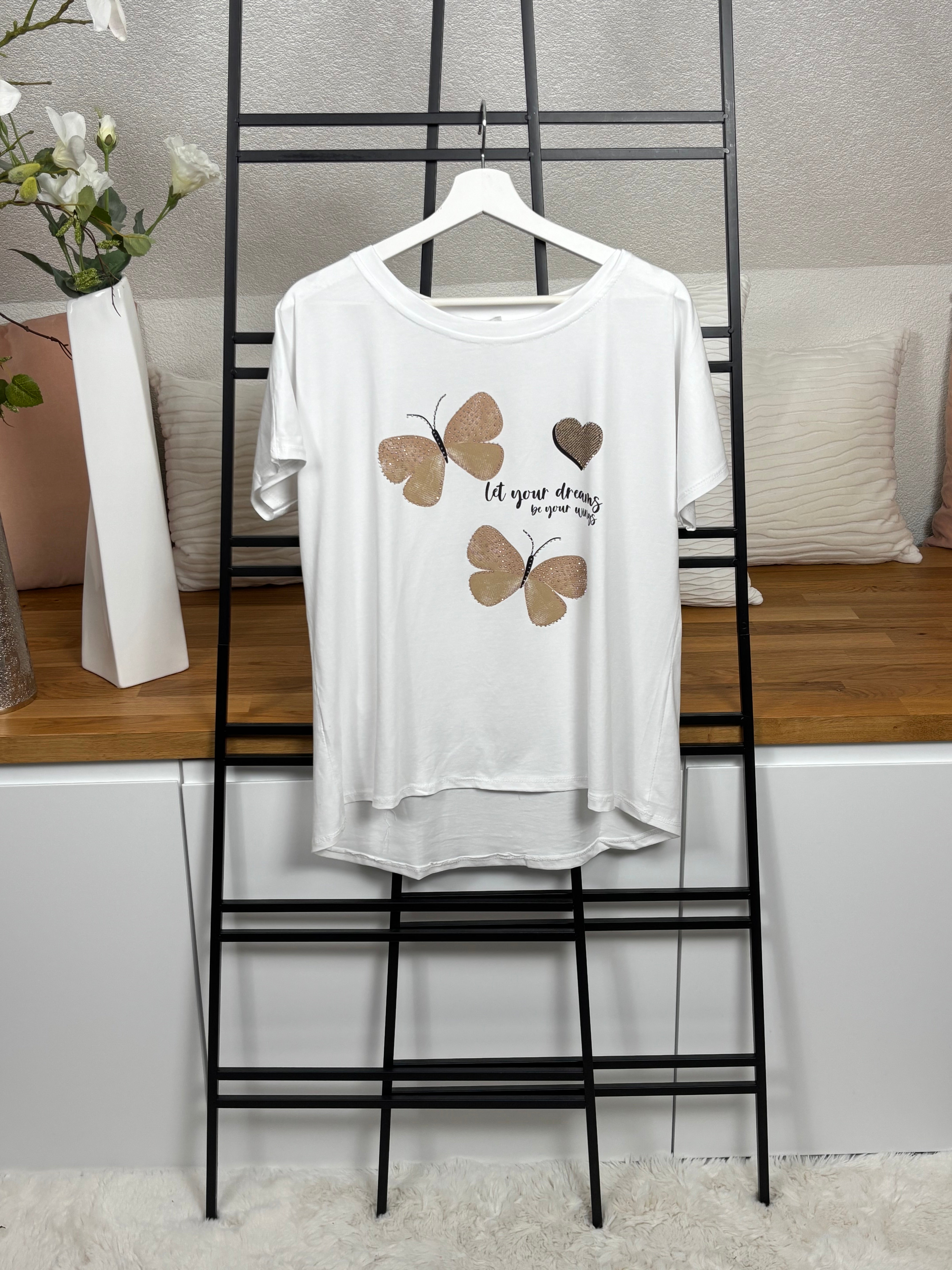 !!!!KEINE RETOURE MÖGLICH!!!! Damen- T - Shirt „Schmetterling“ Einheitsgrösse Gr. 36 - 44 in 3 Farben