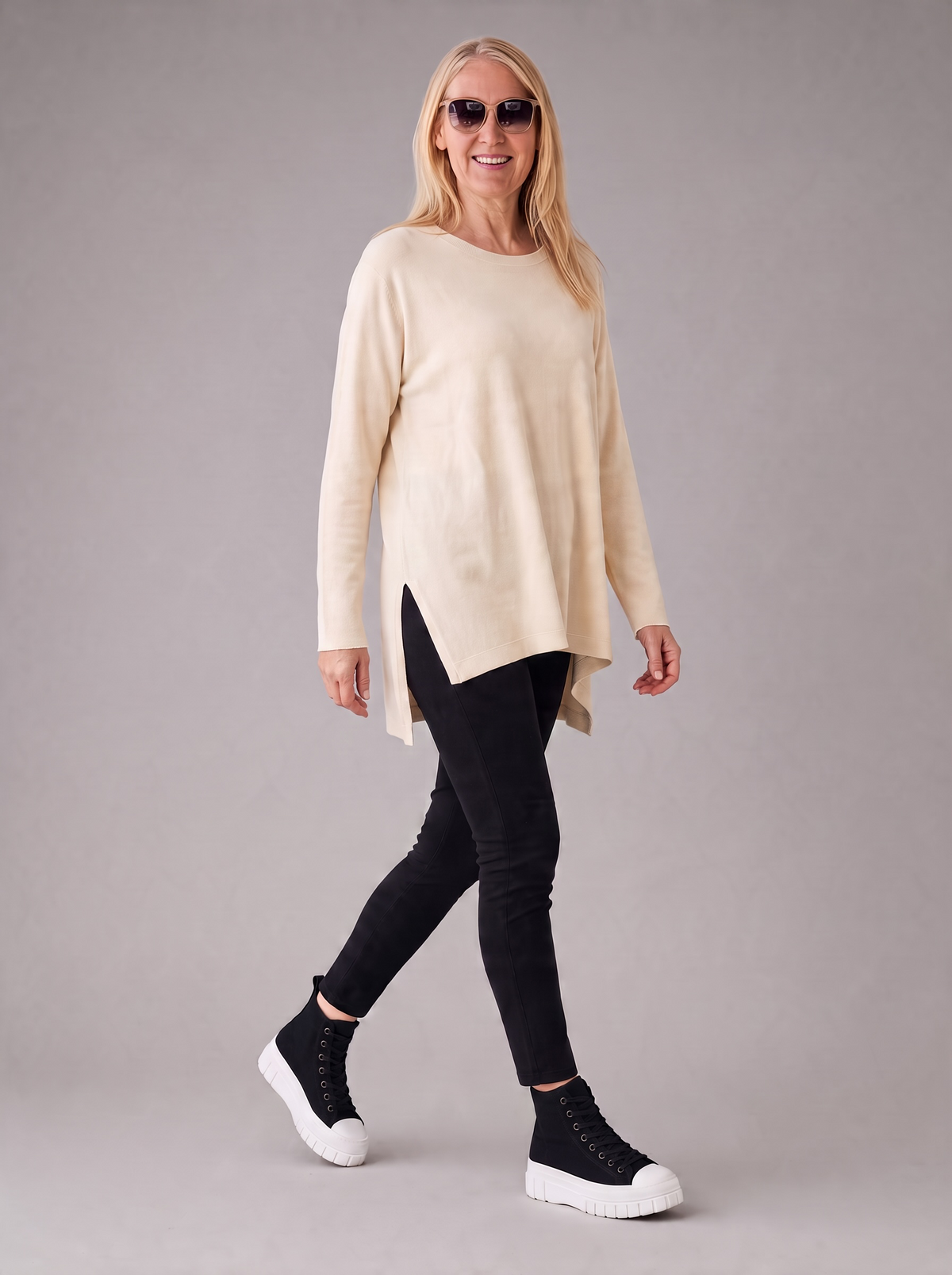Pullover „Feinstrick“ in hellbeige