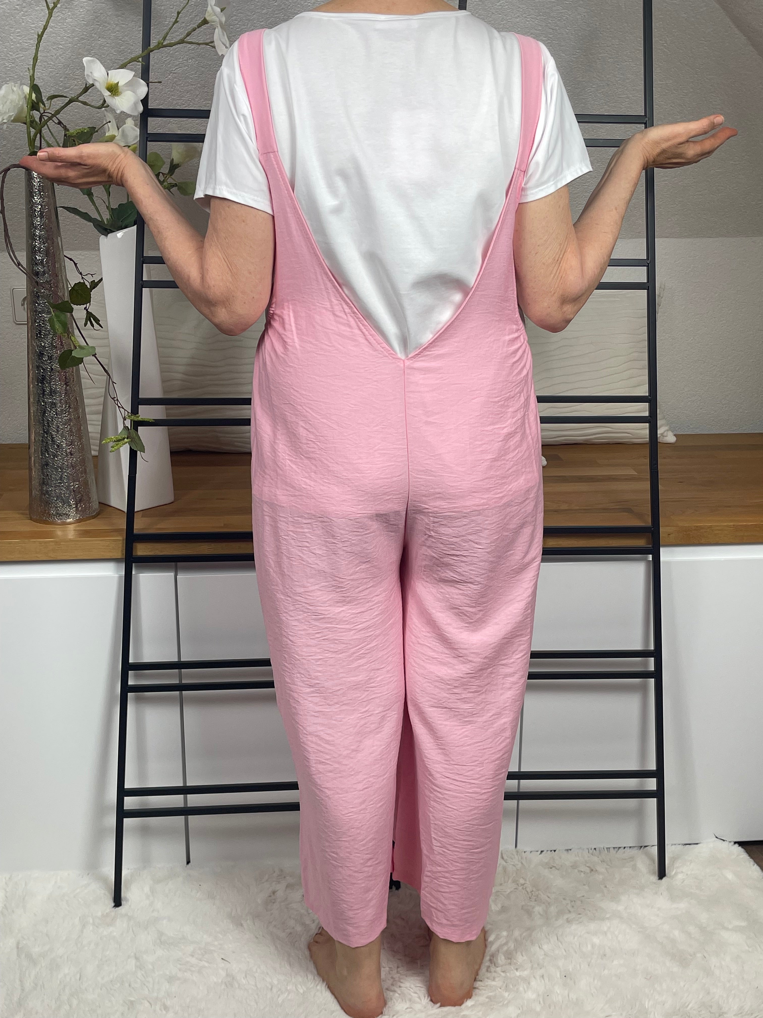 !!!!KEINE RETOURE MÖGLICH !!!!2 tlg. Damen Overall „Streetstyle“  Einheitsgrösse Gr. 38 - 44 in weiß - rosa