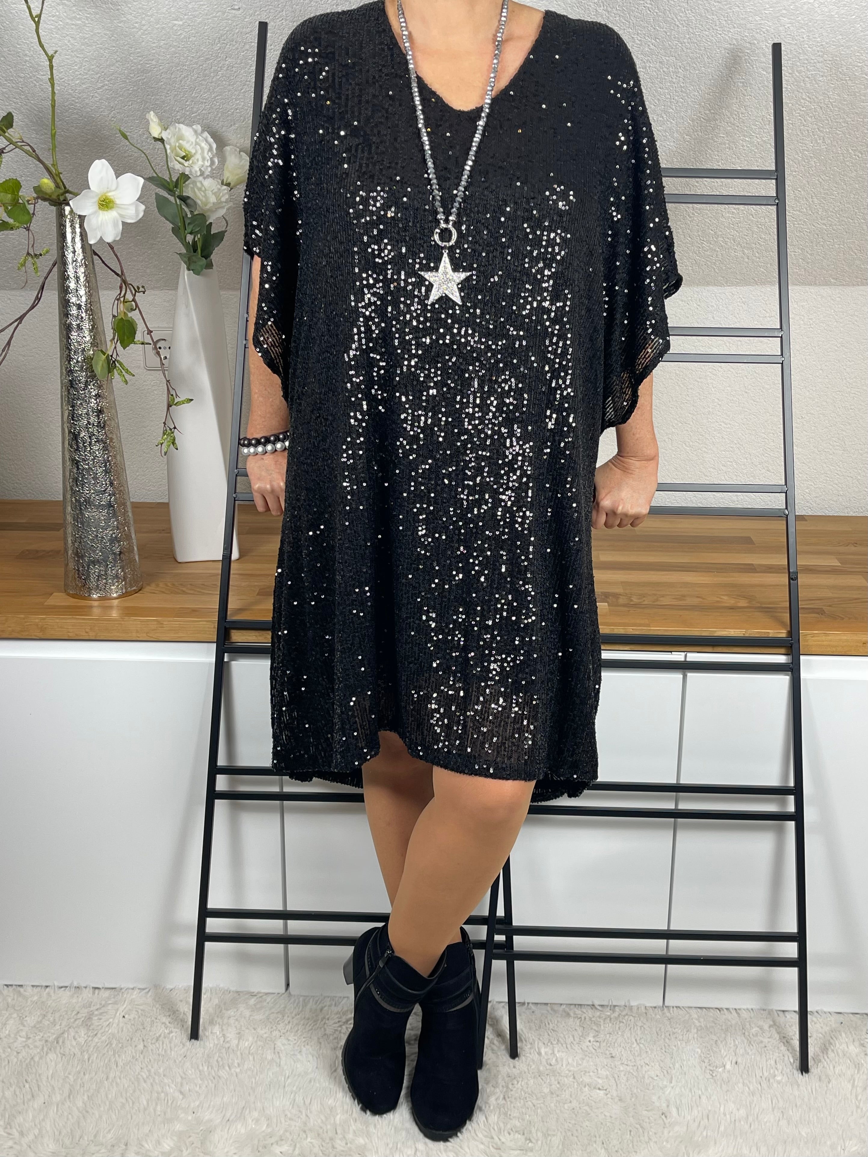 Elegantes Damen - Paillettenkleid Einheitsgröße Gr. 42 - 46/48 in 3 Farben