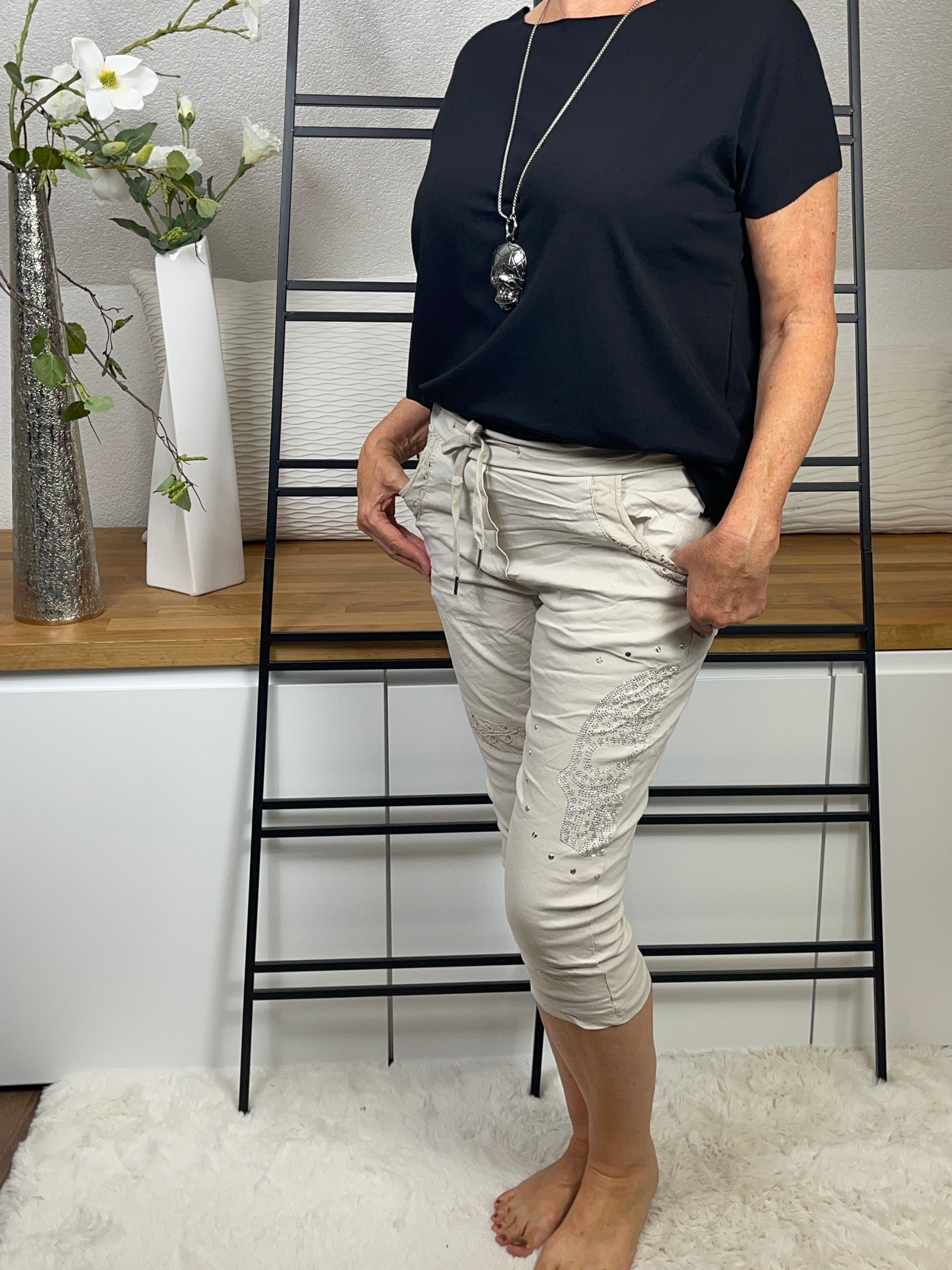 Damen  3/4 Jogpant „Skull“ Einheitsgrösse Gr. 36 - 42 in 2 Farben