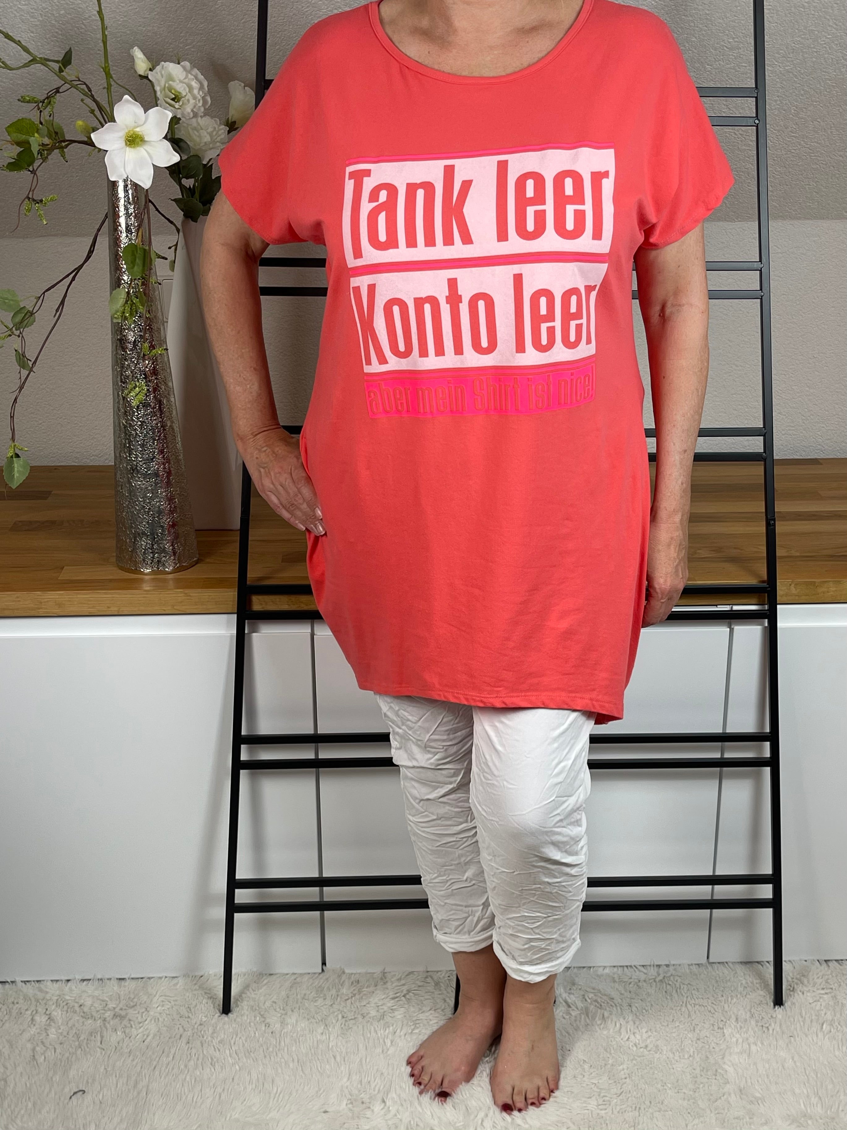 !!!!KEINE RETOURE MÖGLICH!!!!Maxi - Shirt - Kleid  „Tank leer…“ Einheitsgrösse Gr. 40 - 46 in 2 Farben