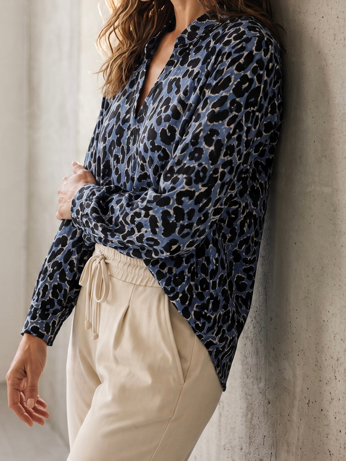 Hochwertiges Blusenshirt mit Seide und „Animal Print“ in 2 Farben