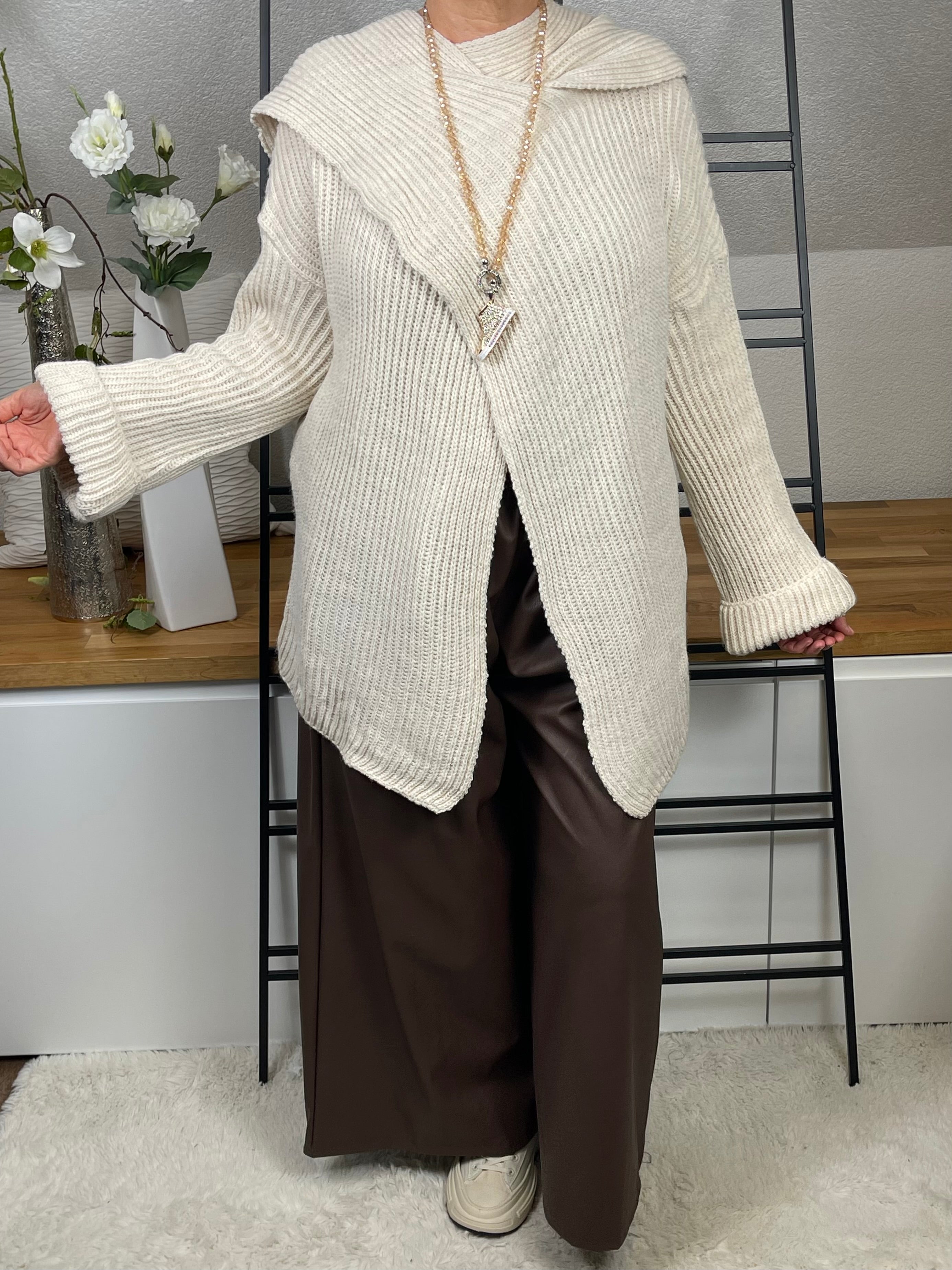 Damen - Cardigan - Schal - Strick - Pullover Einheitsgrösse Gr. 40 - 48 in 3 Farben