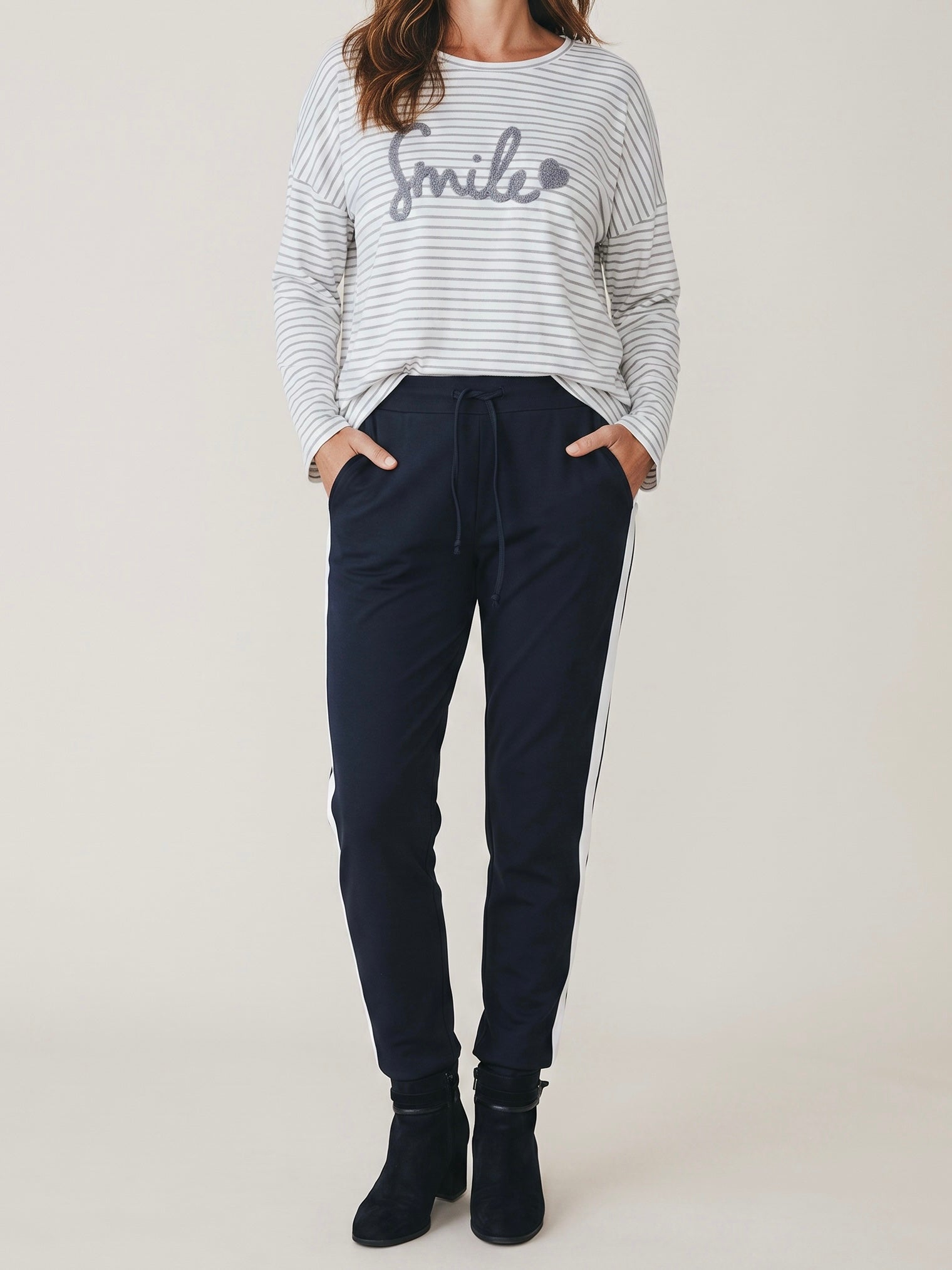 Feinstrick Pullover „Smile“ „Esvivid“ in weiß - hellgrau