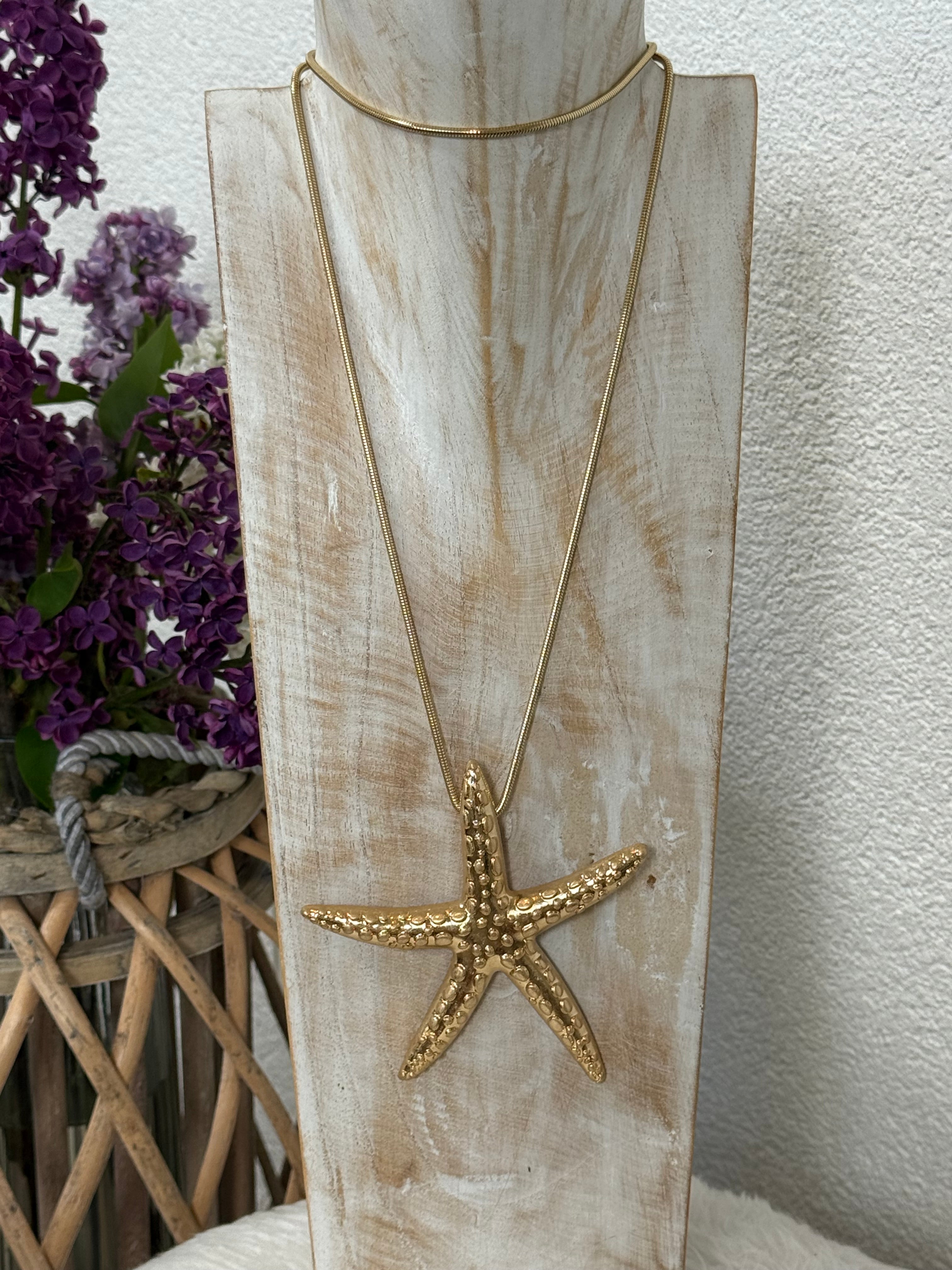 Lange maritime Kette „Seestern“ in 2 Farben