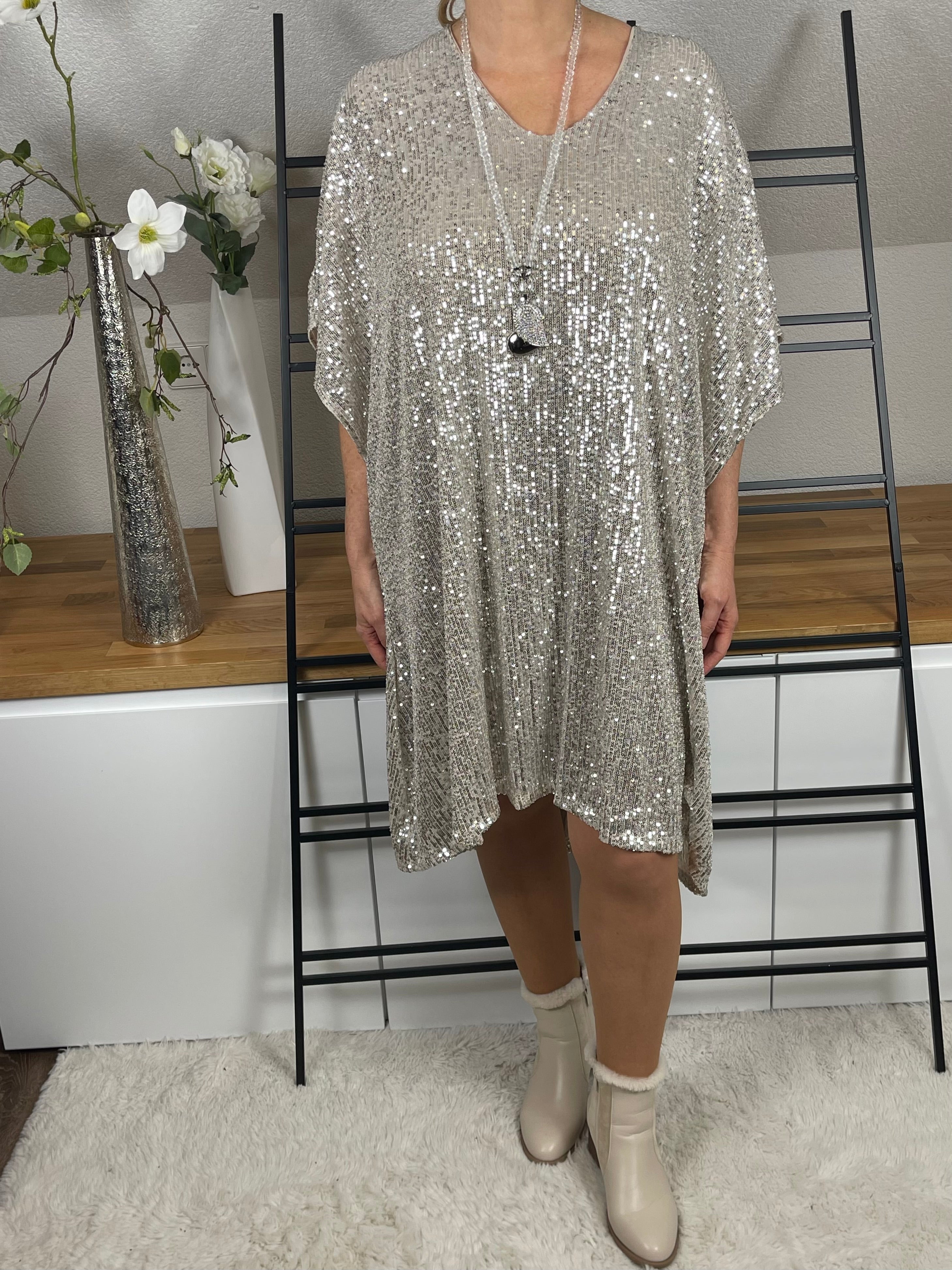 Elegantes Damen - Paillettenkleid Einheitsgröße Gr. 42 - 46/48 in 3 Farben