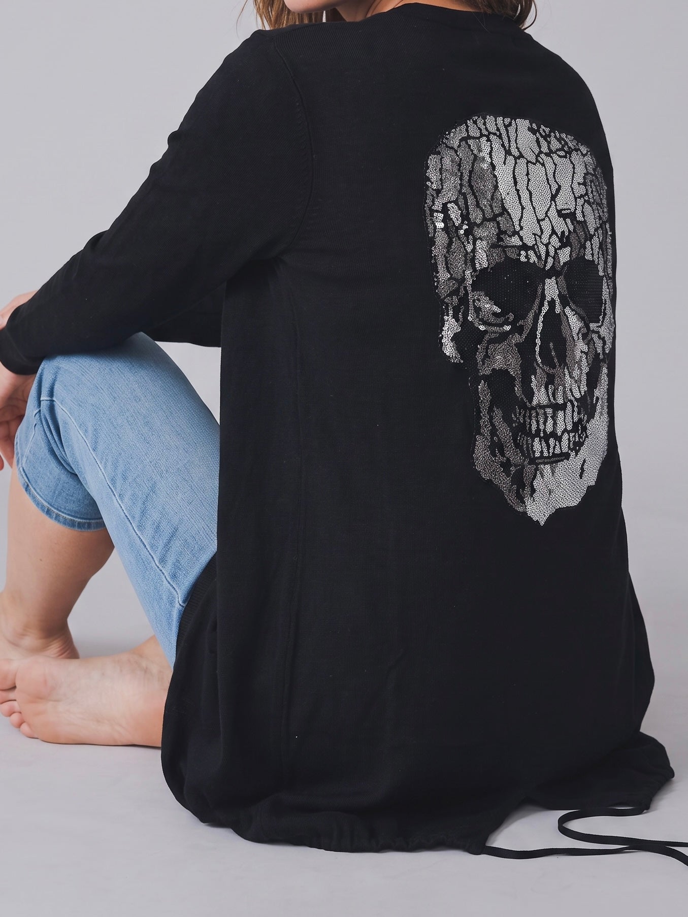 Cardigan „Totenkopf“ in schwarz