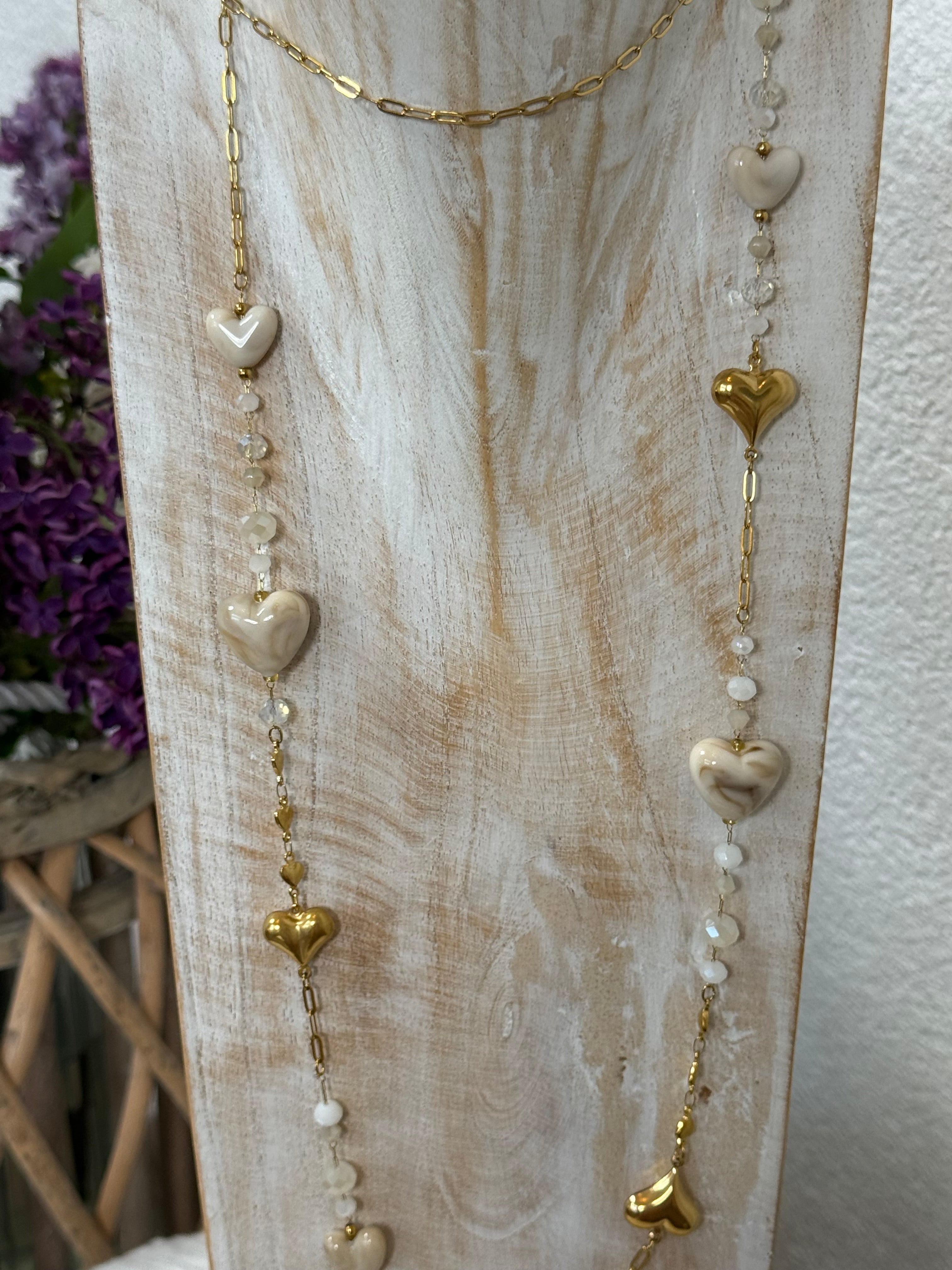 Lange Edelstahl - Glieder - Kette „Herzle“ in 3 Farben