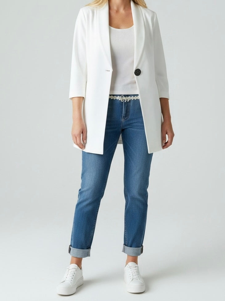 Jeans mit elegantem „Perlengürtel“ Gr. 38 - 48 in blau