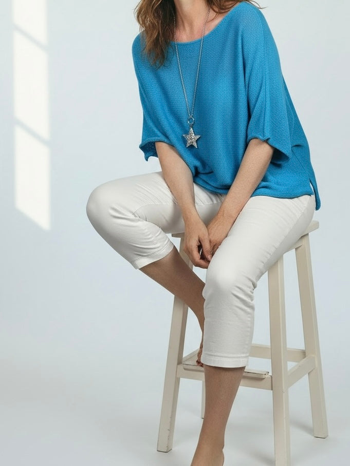 Feinstrick - Halbarm - Pullover  in 6 Farben
