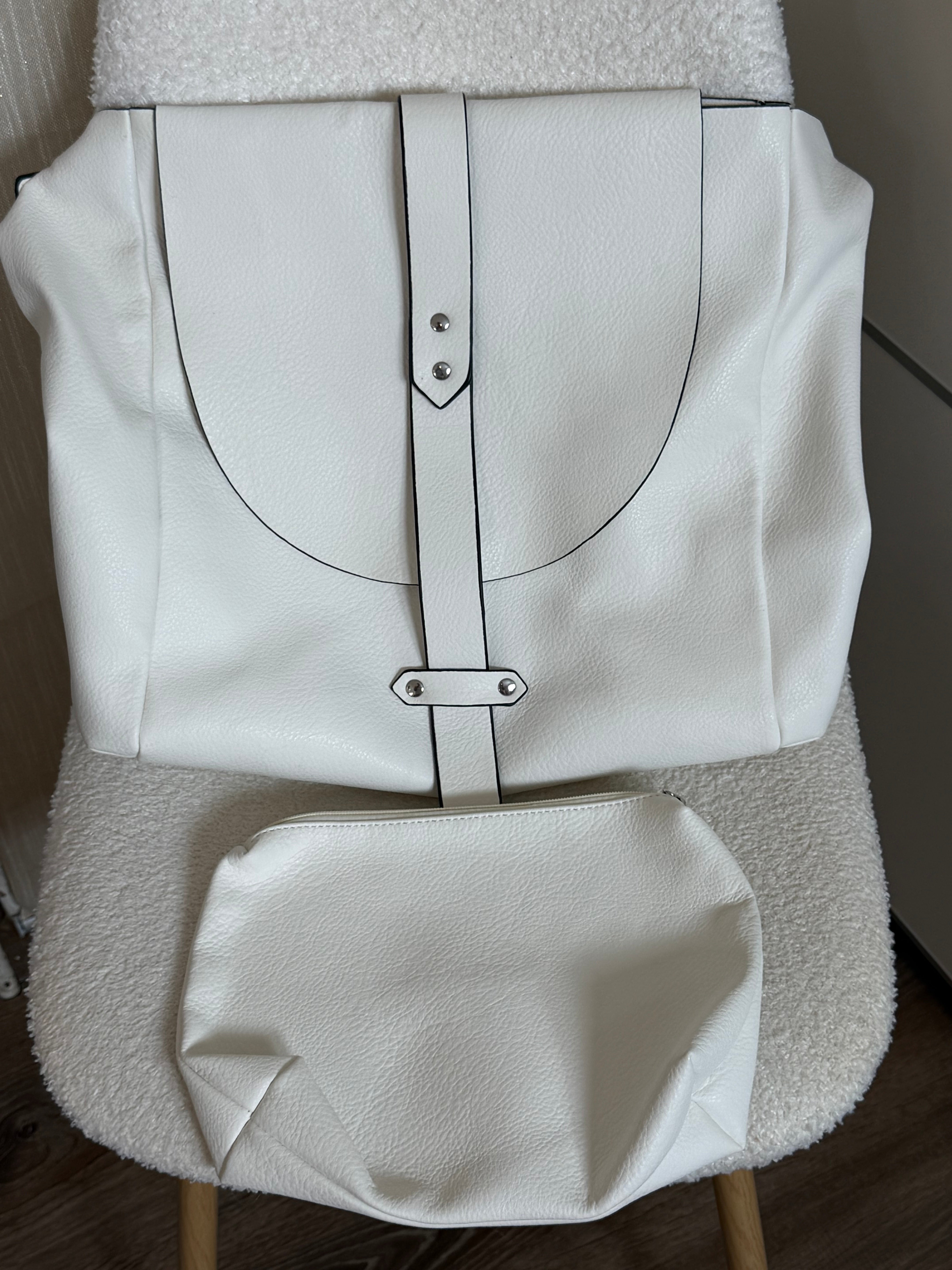 Sehr große 2 tlg. Schulter - Tasche in weiß