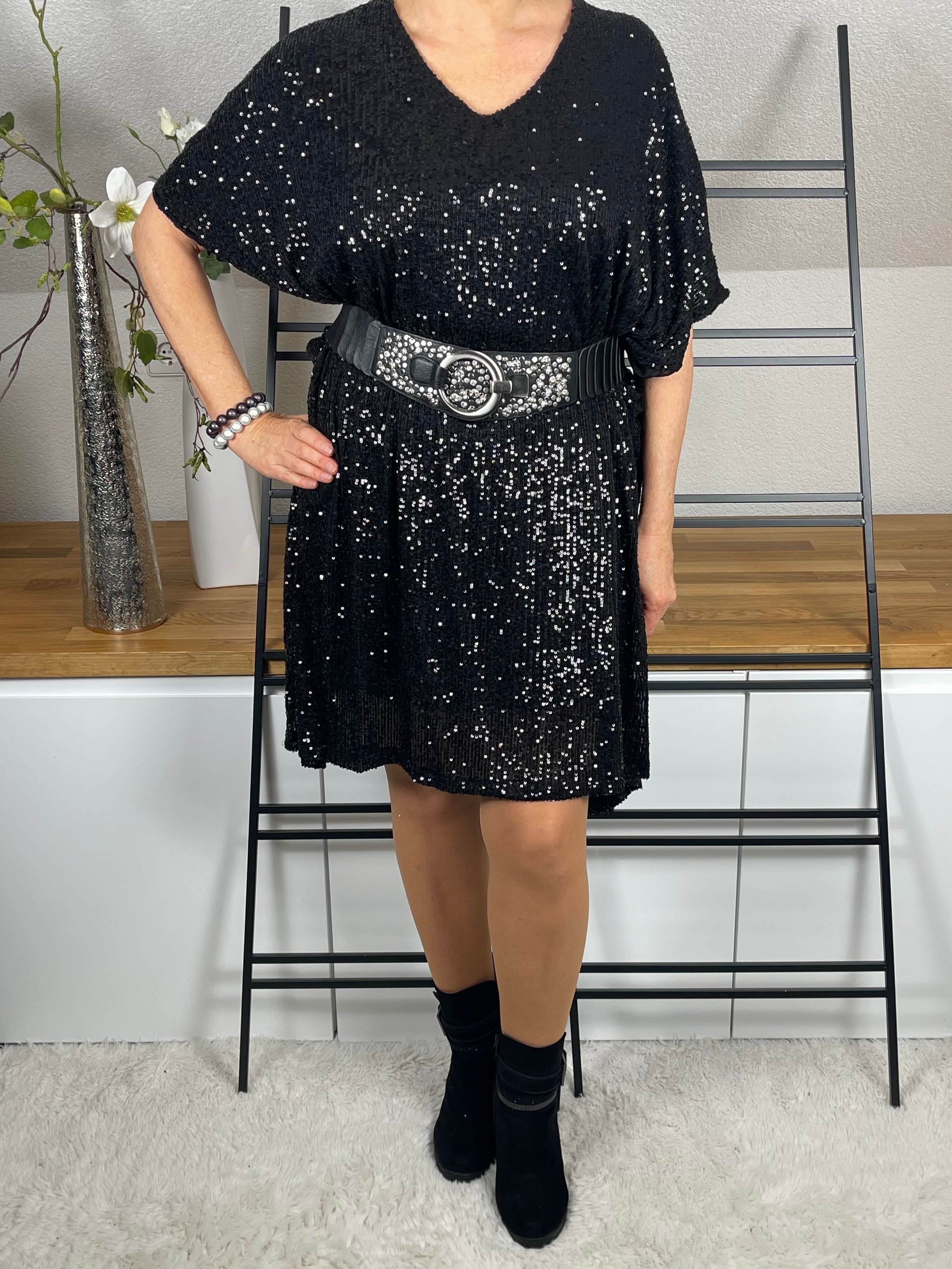 Elegantes Damen - Paillettenkleid Einheitsgröße Gr. 42 - 46/48 in 3 Farben