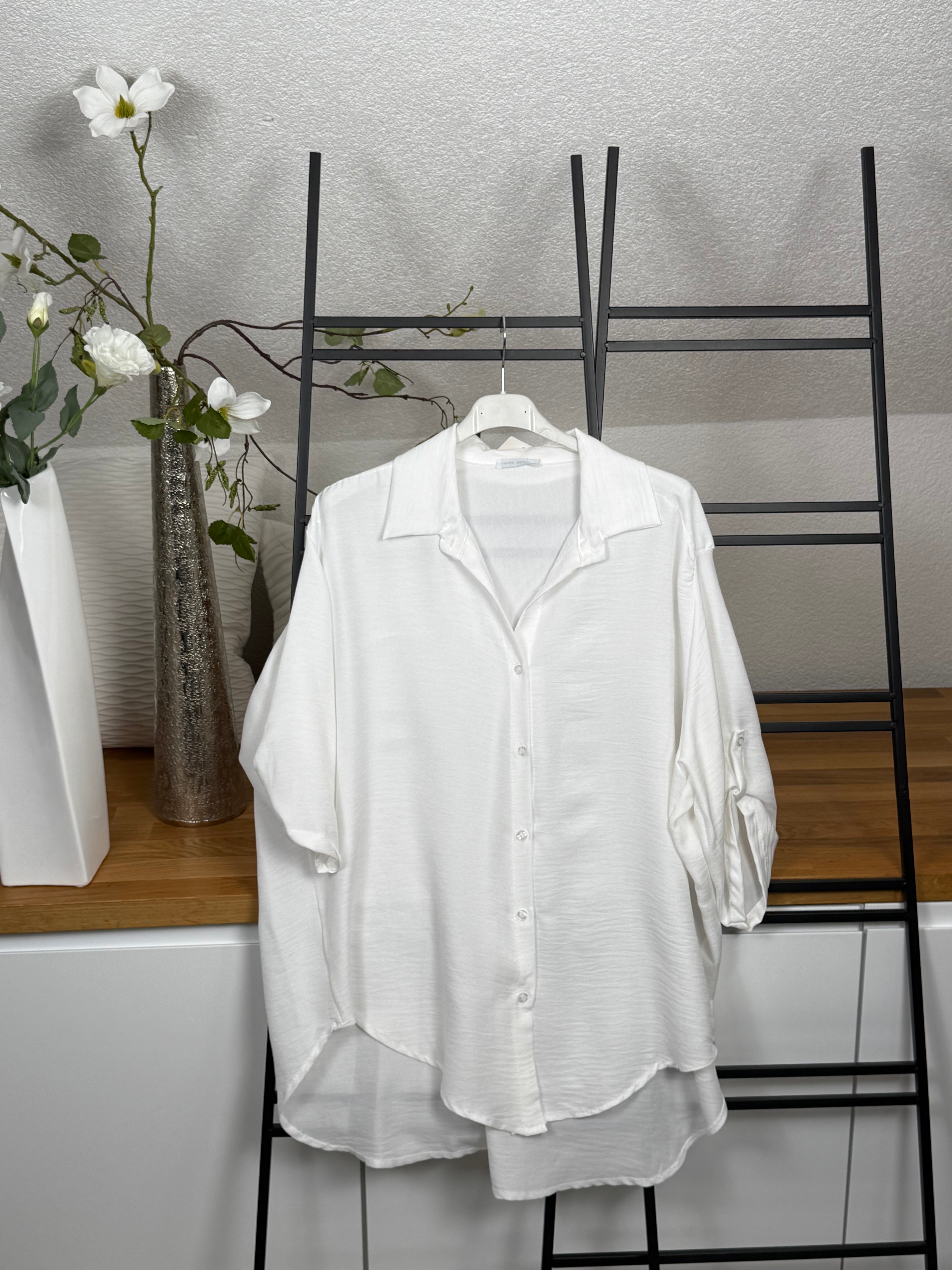 Longbluse mit 3/4 Arm Einheitsgröße Gr. 42 - 46 in weiß