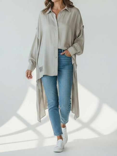 Raffinierte Longbluse  in 2 Farben