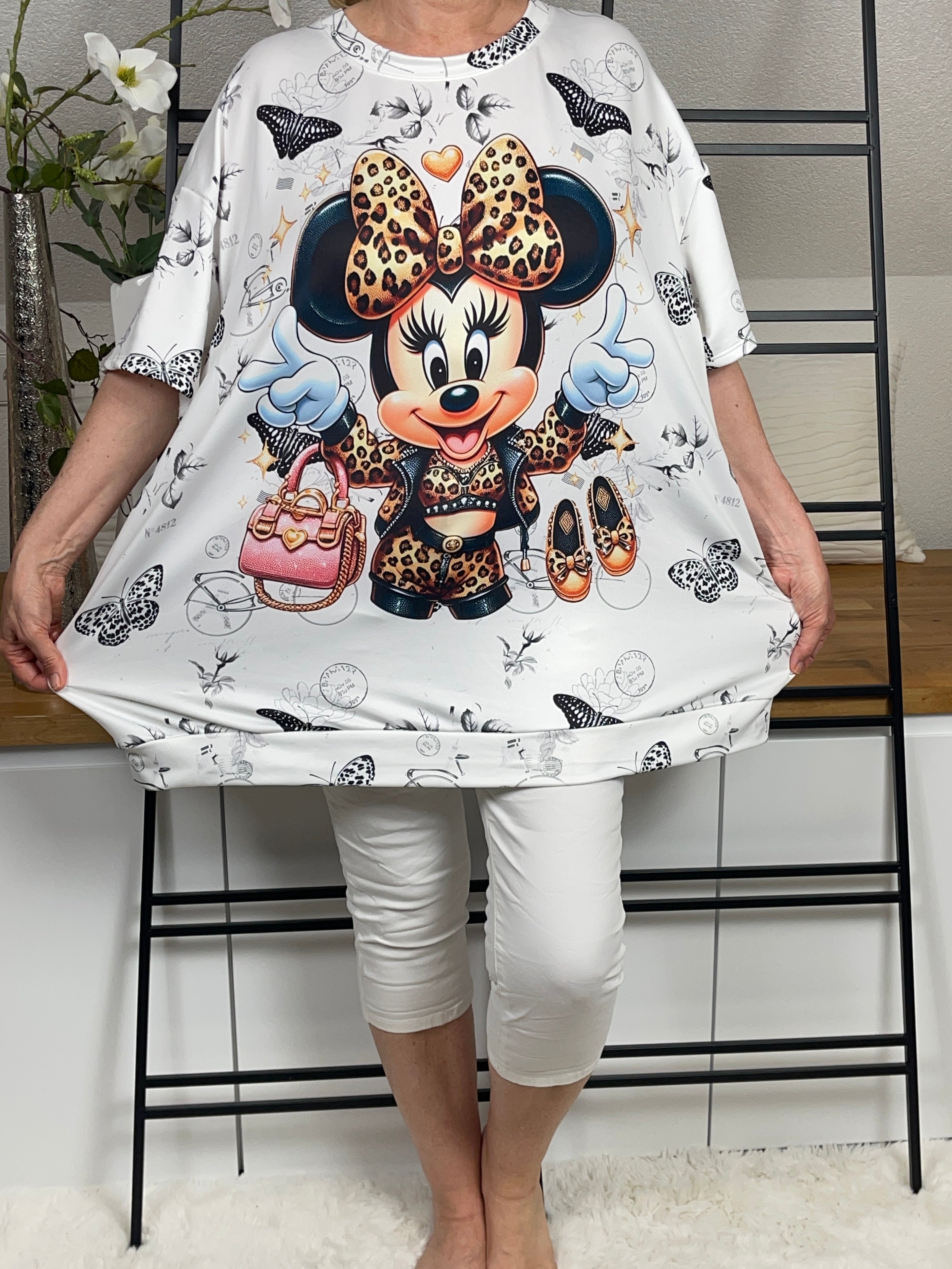 !!!!KEINE RETOURE MÖGLICH!!!! Damen - Tunika - Shirt „Minney“ mit Animal Flower Print Einheitsgrösse Gr. 38 - 48 in 6 Farben