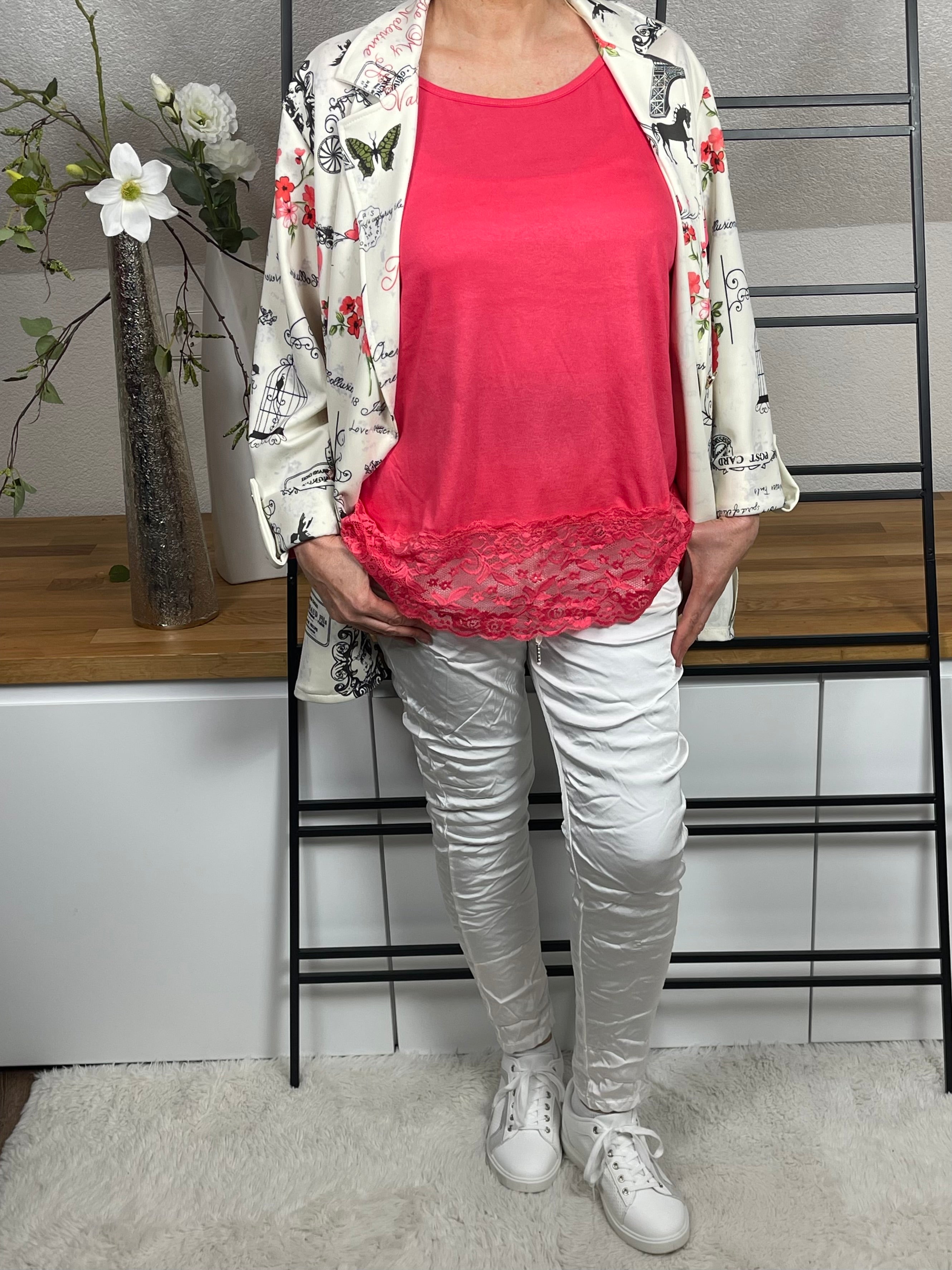 !!!!KEINE RETOURE MÖGLICH!!!! Damen - Top mit eleganter Spitze Einheitsgröße Gr. 42 - 48 in 6 Farben