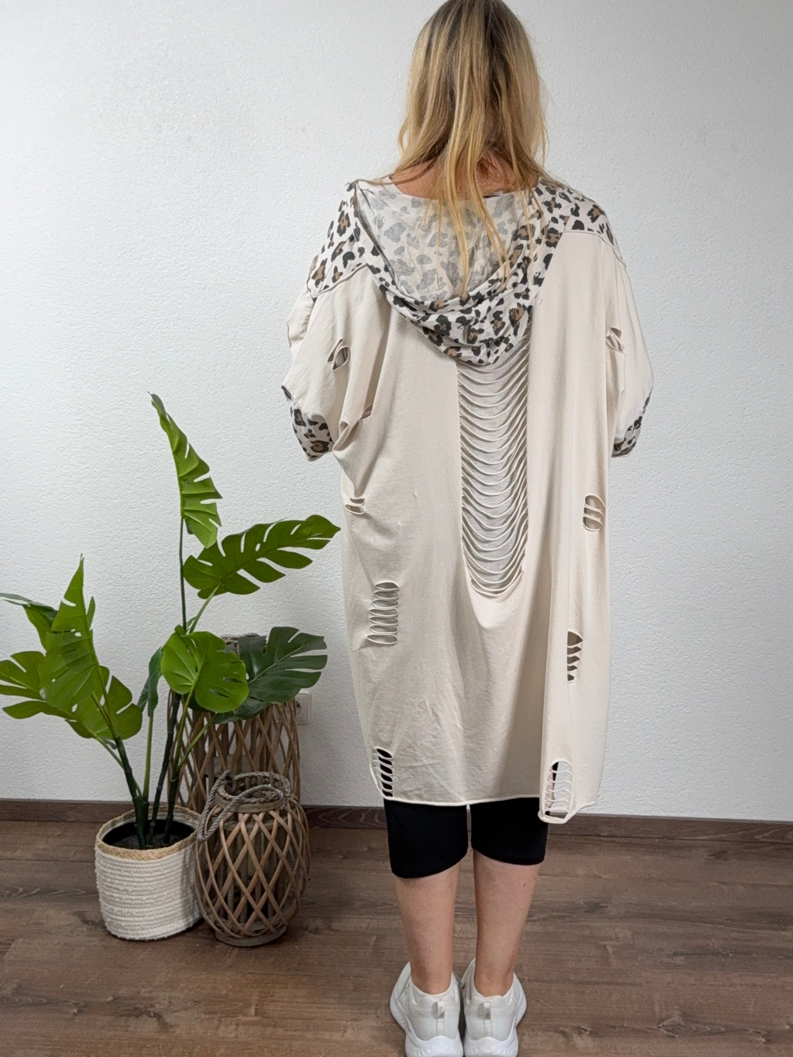 Leichte Vintage Jacke mit Kapuze und „Animal Print“ Einheitsgröße Gr. 36 - 48 in 2 Farben