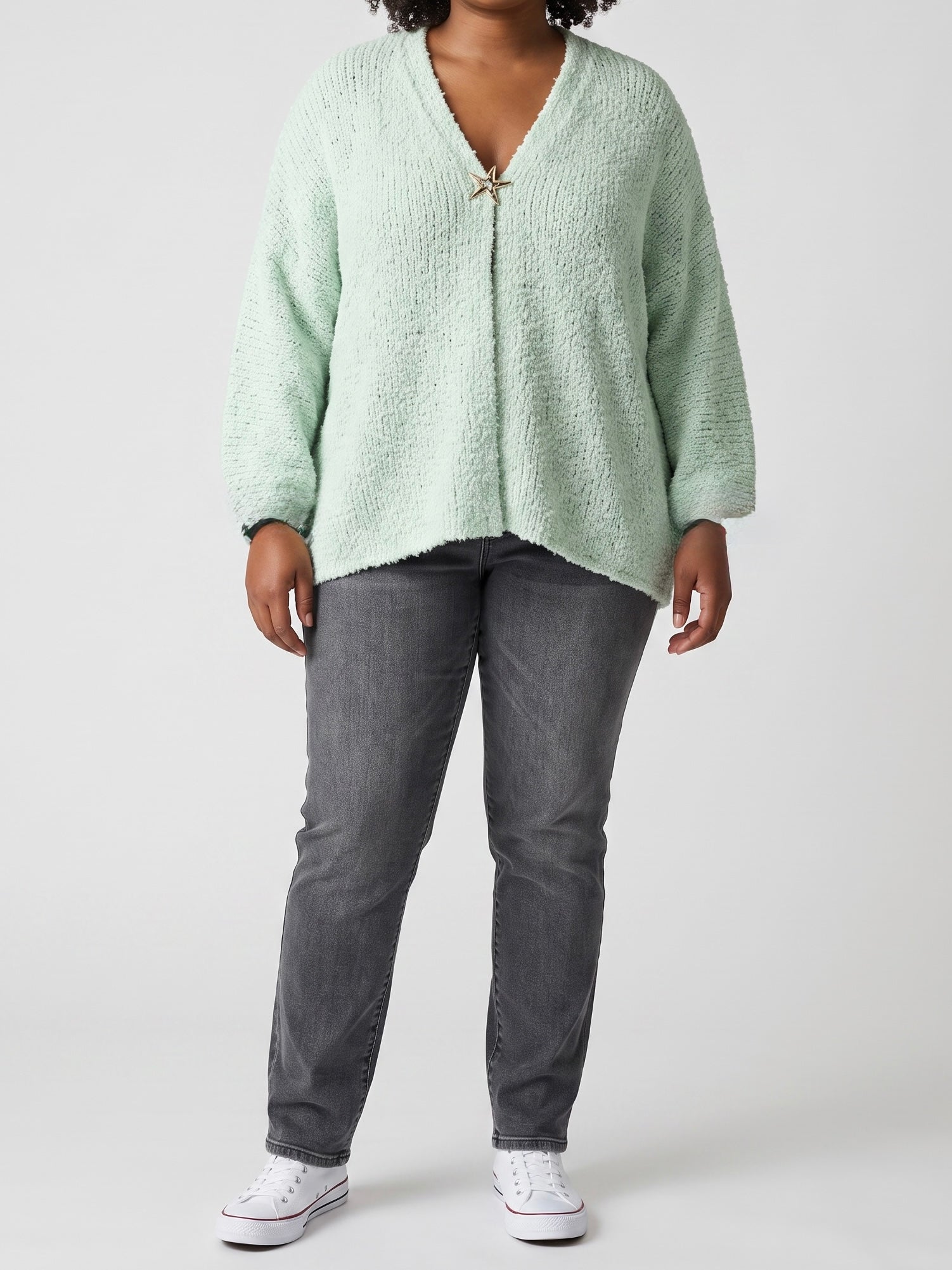 Alpaka Strickjacke mit Brosche in 2 Farben
