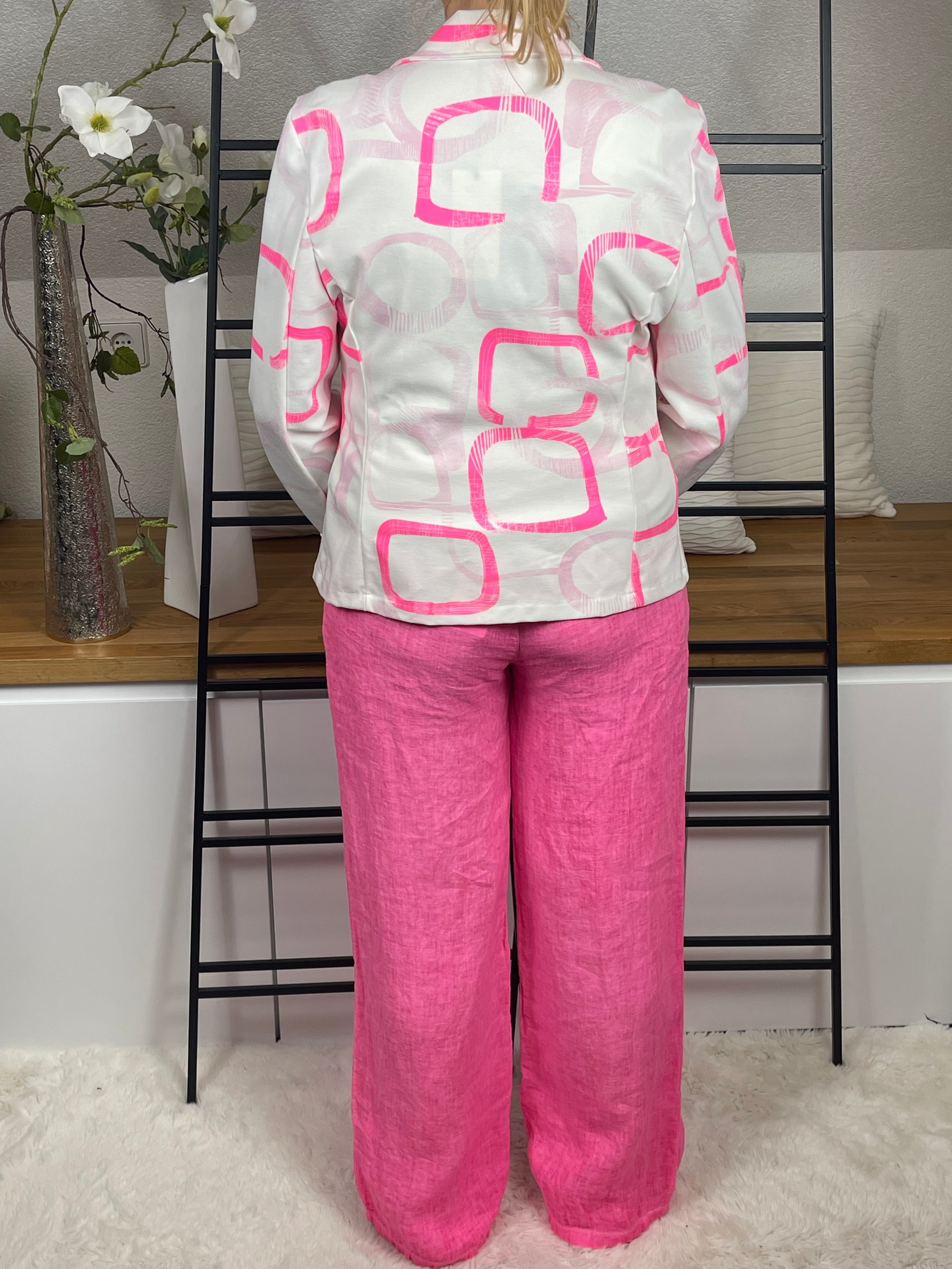 Damen - Blazer mit modernem Strukturmuster Einheitsgröße Gr. 40 - 44 in weiß - pink