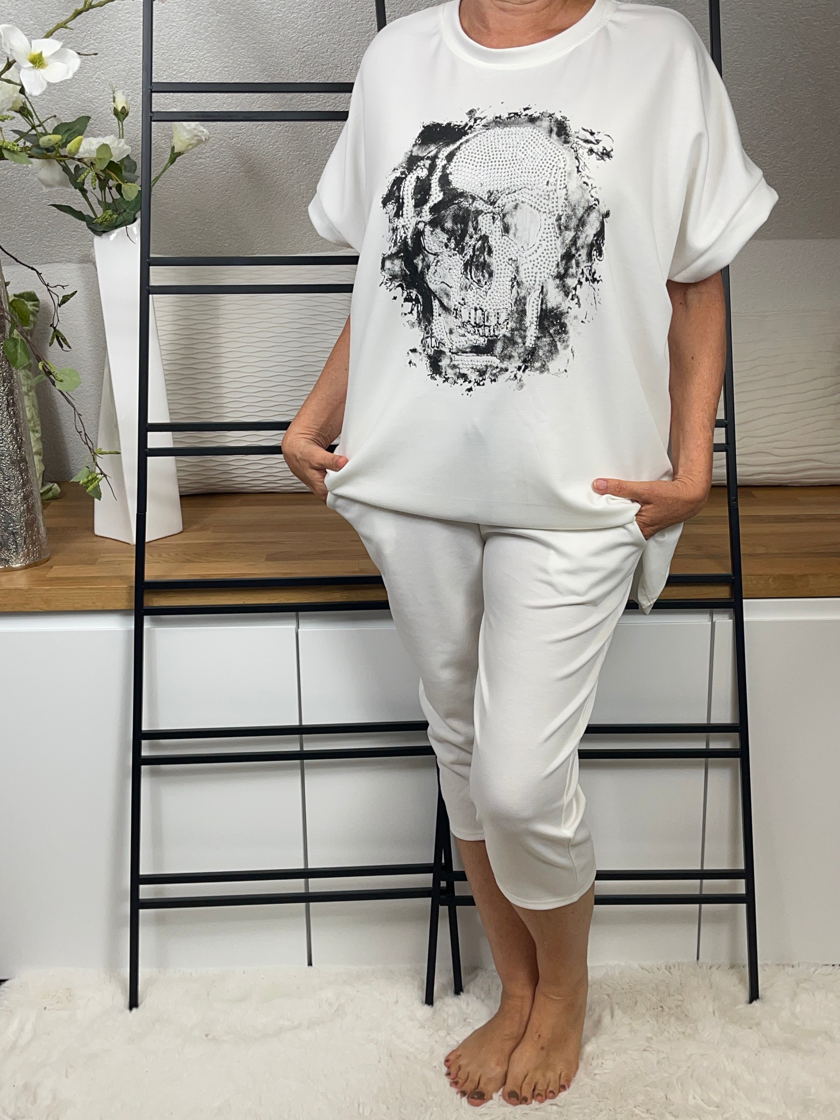 Damen T - Shirt „Fluffi Skull“ Einheitsgrösse Gr. 42 - 48 in 6 Farben