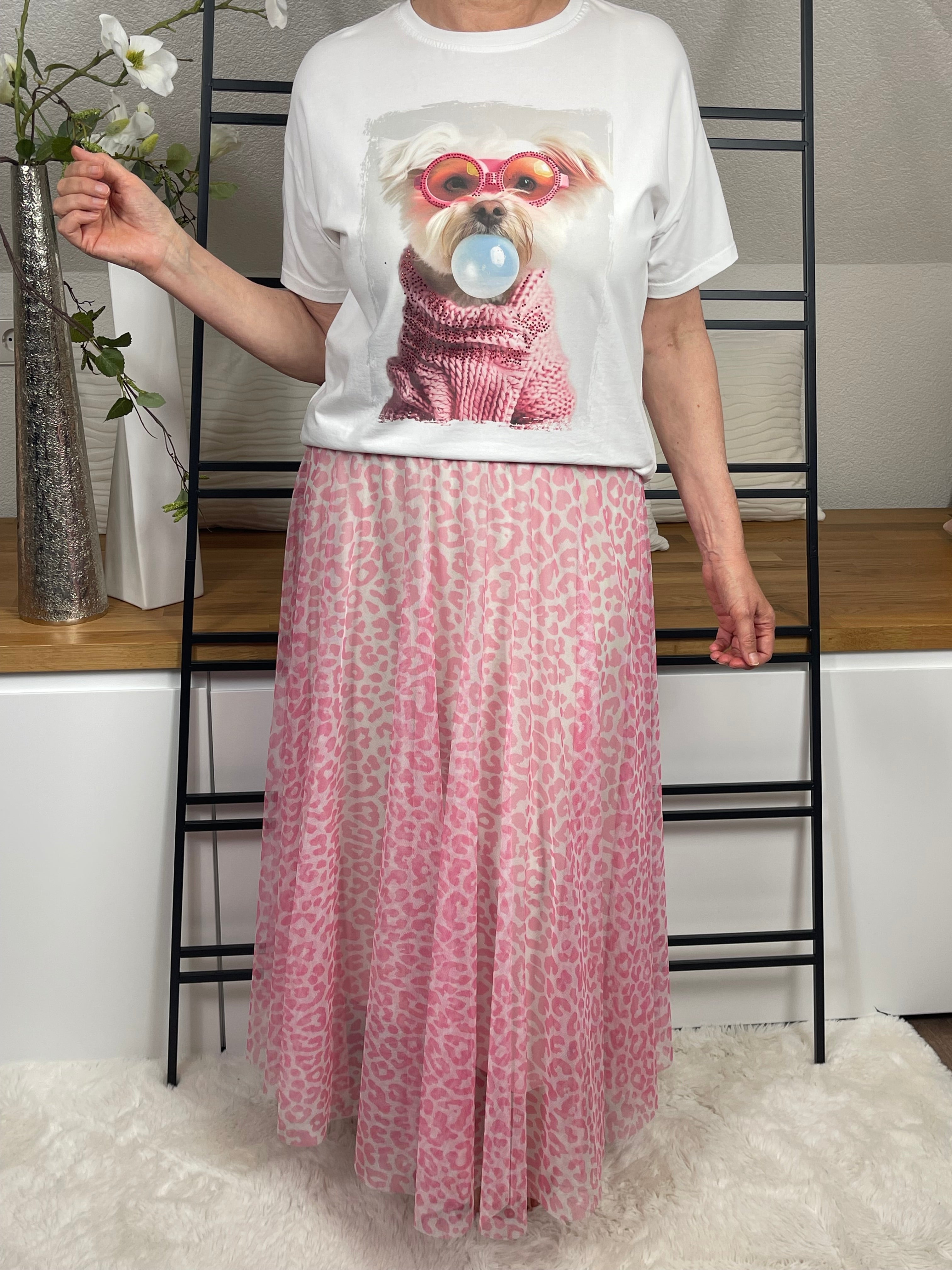 !!!!KEINE RETOURE MÖGLICH!!!! Damen - T - Shirt „Hund“ Einheitsgrösse Gr. 38 - 44 in weiß - bunt