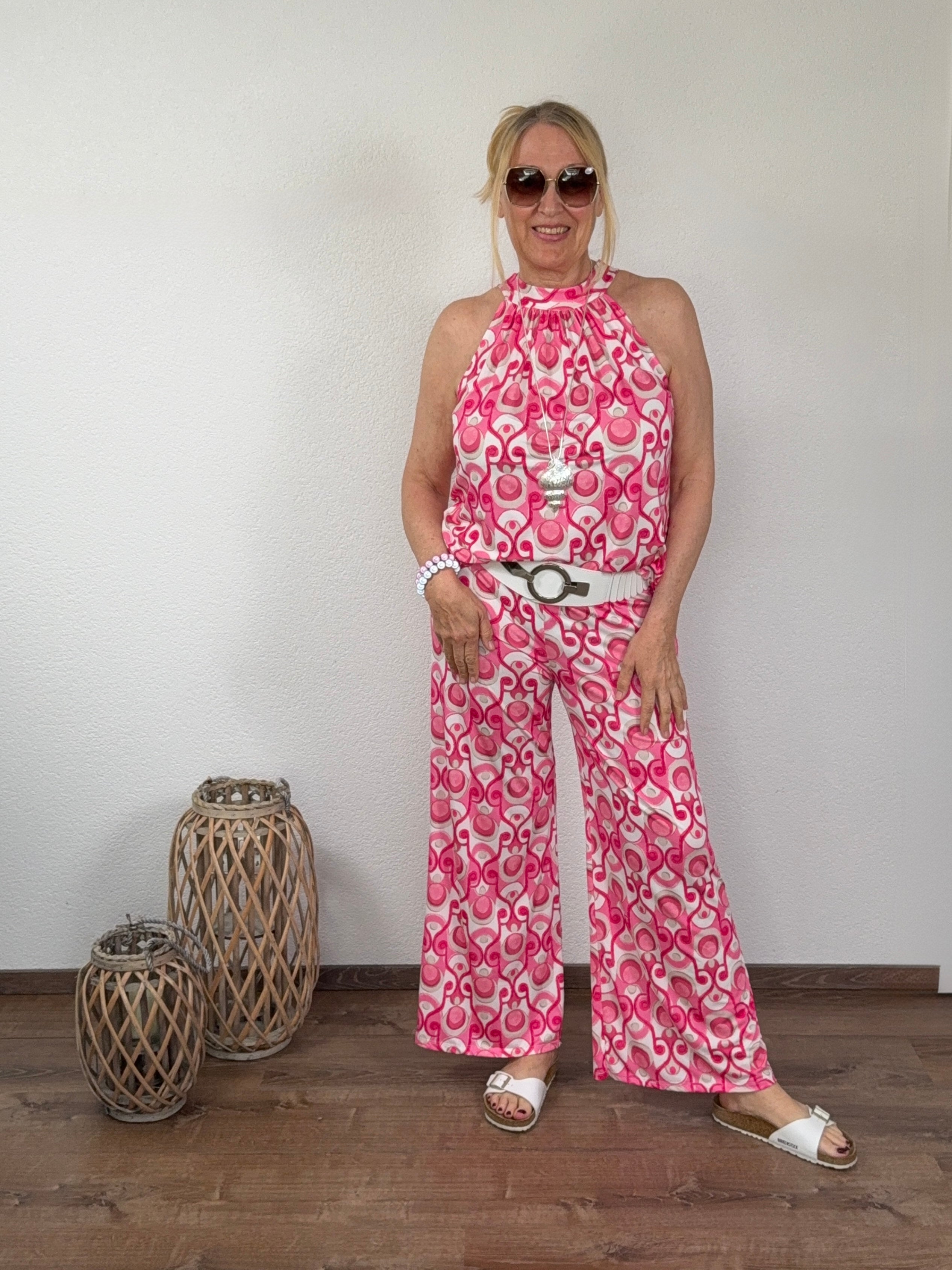 2 tlg. Kombination - Kofferset Hose und Neckholder Top Einheitsgröße Gr. 38 - 42 in verschiedenen Varianten