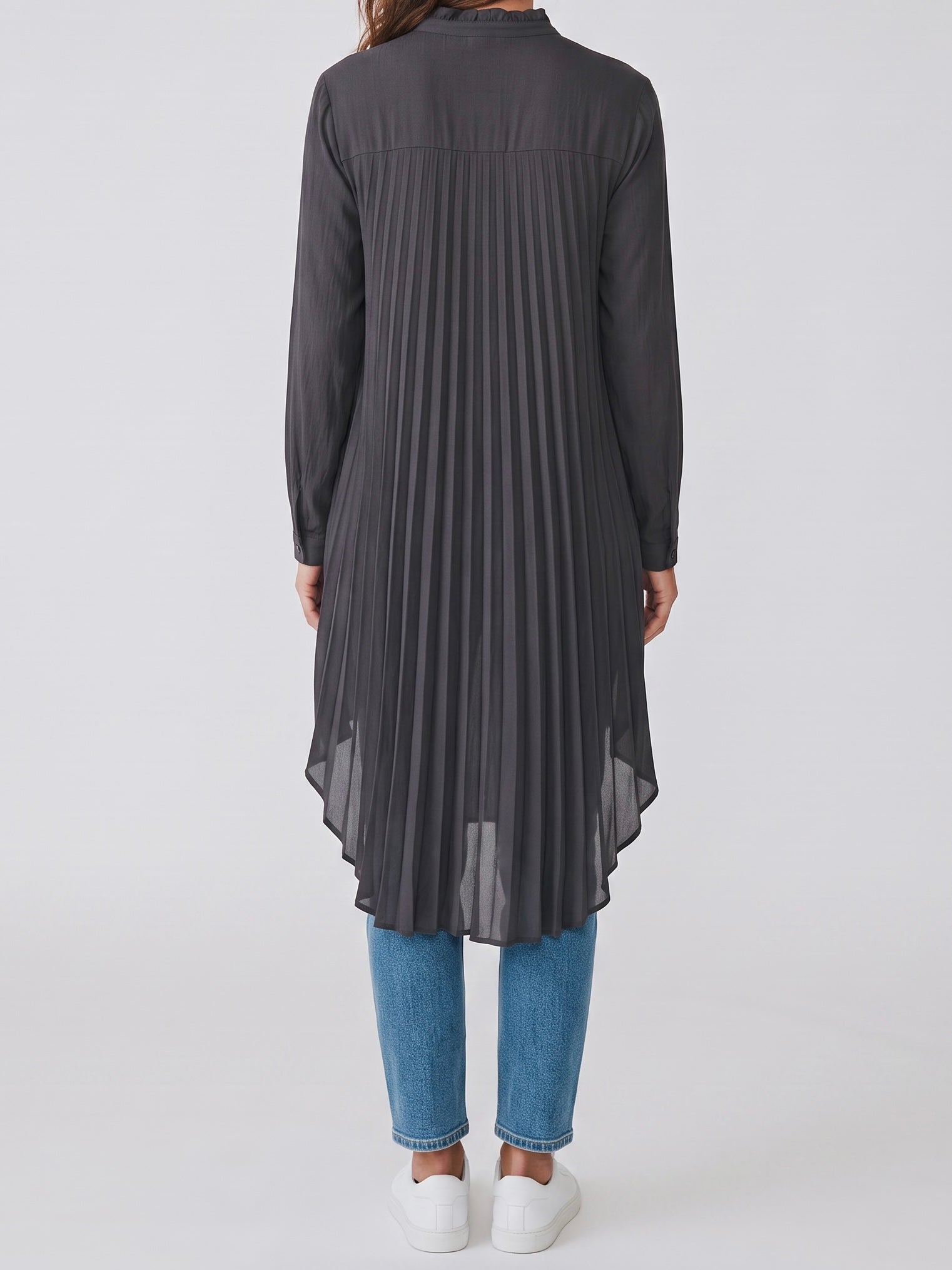 Schicke „Plissee“ Bluse in schwarz