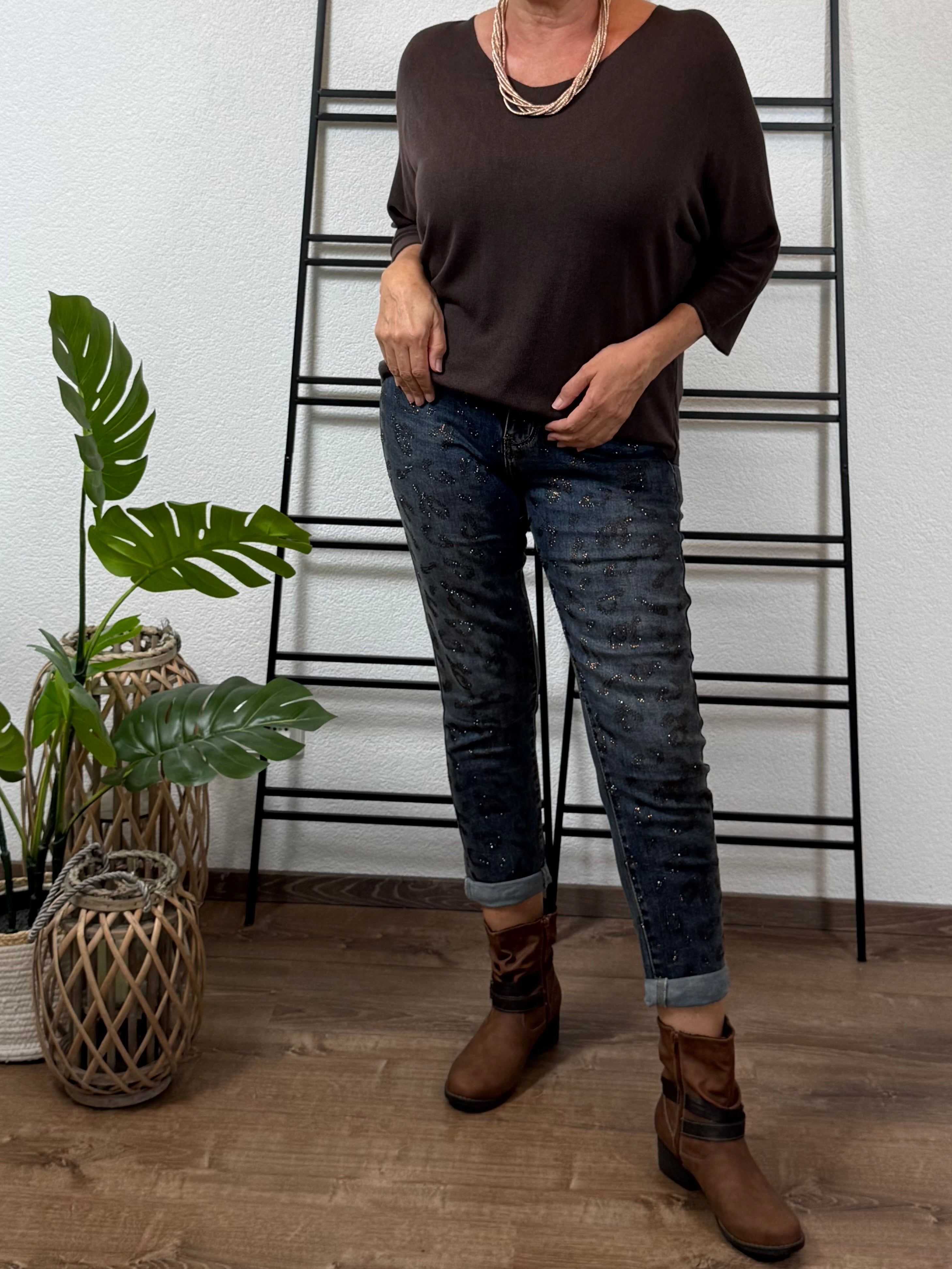 Jeans „Animal“ mit Glitzer in denim