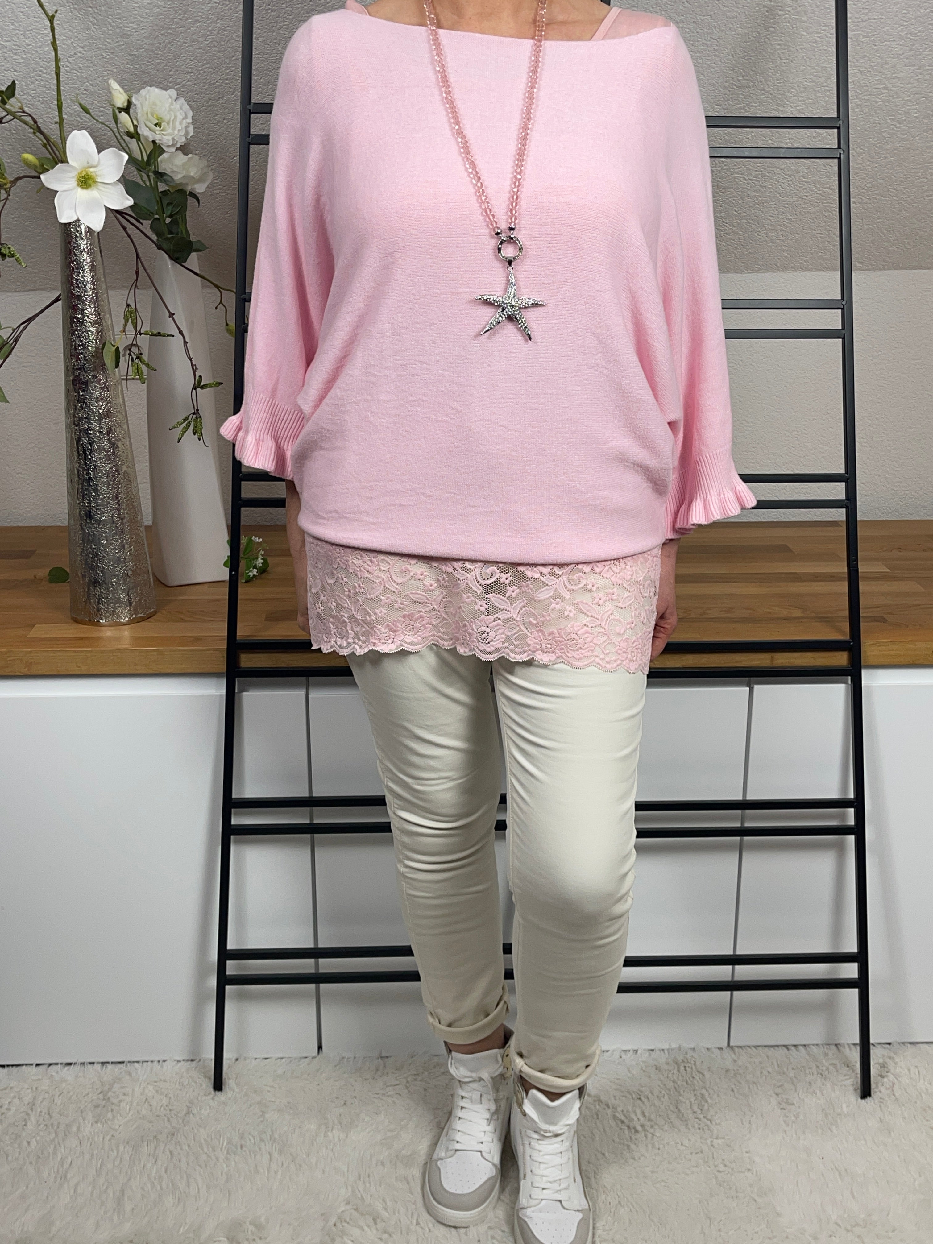 !!!!KEINE RETOURE MÖGLICH!!!! Damen - Top mit eleganter Spitze Einheitsgröße Gr. 42 - 48 in 6 Farben