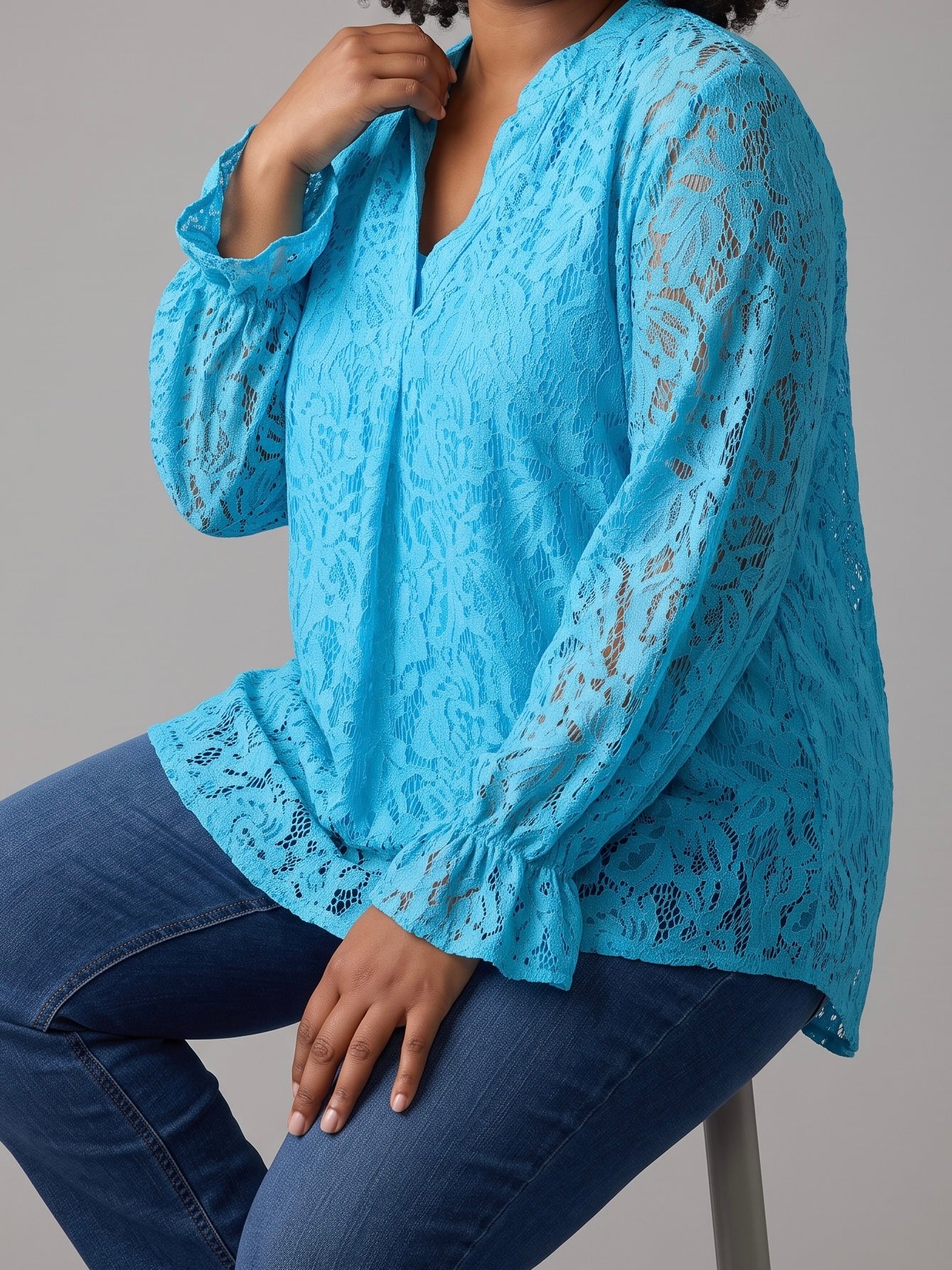 Schicke Spitzen - Bluse mit Top in 2 Farben