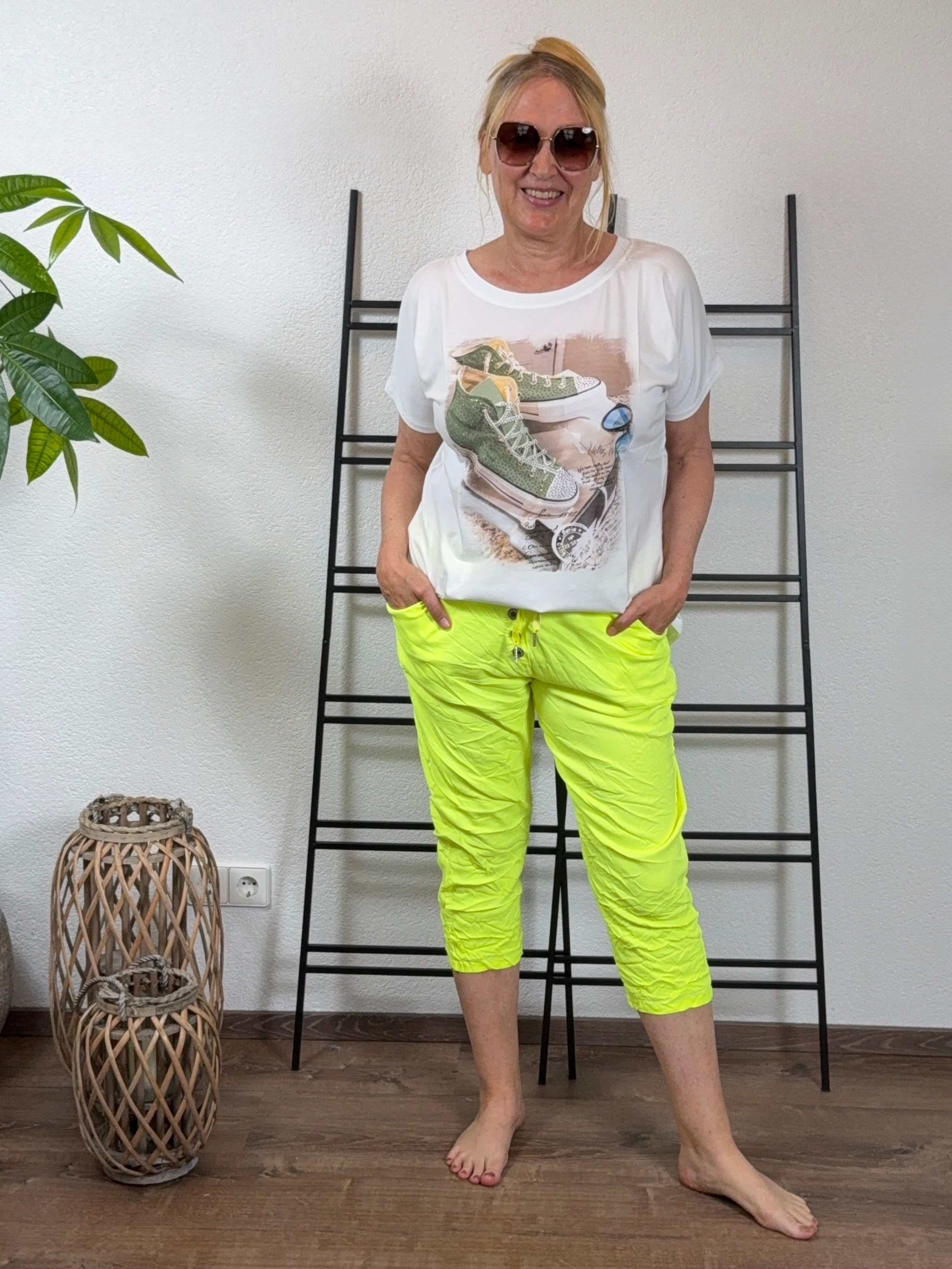 T - Shirt „Sneaker“ Einheitsgröße Gr. 38 - 44 in olive