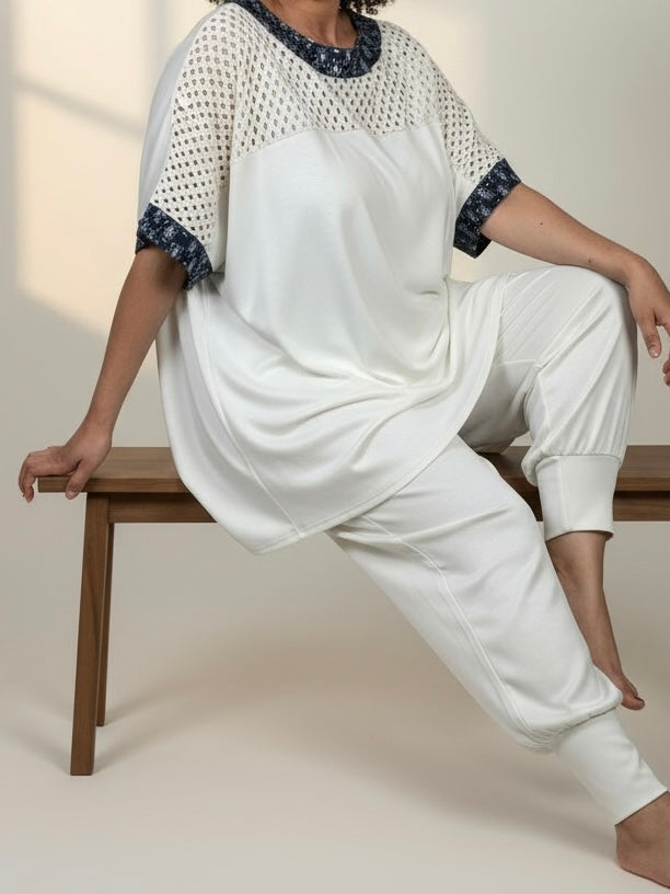 T - Shirt „Fluffi „Elegance“ in weiß- blau