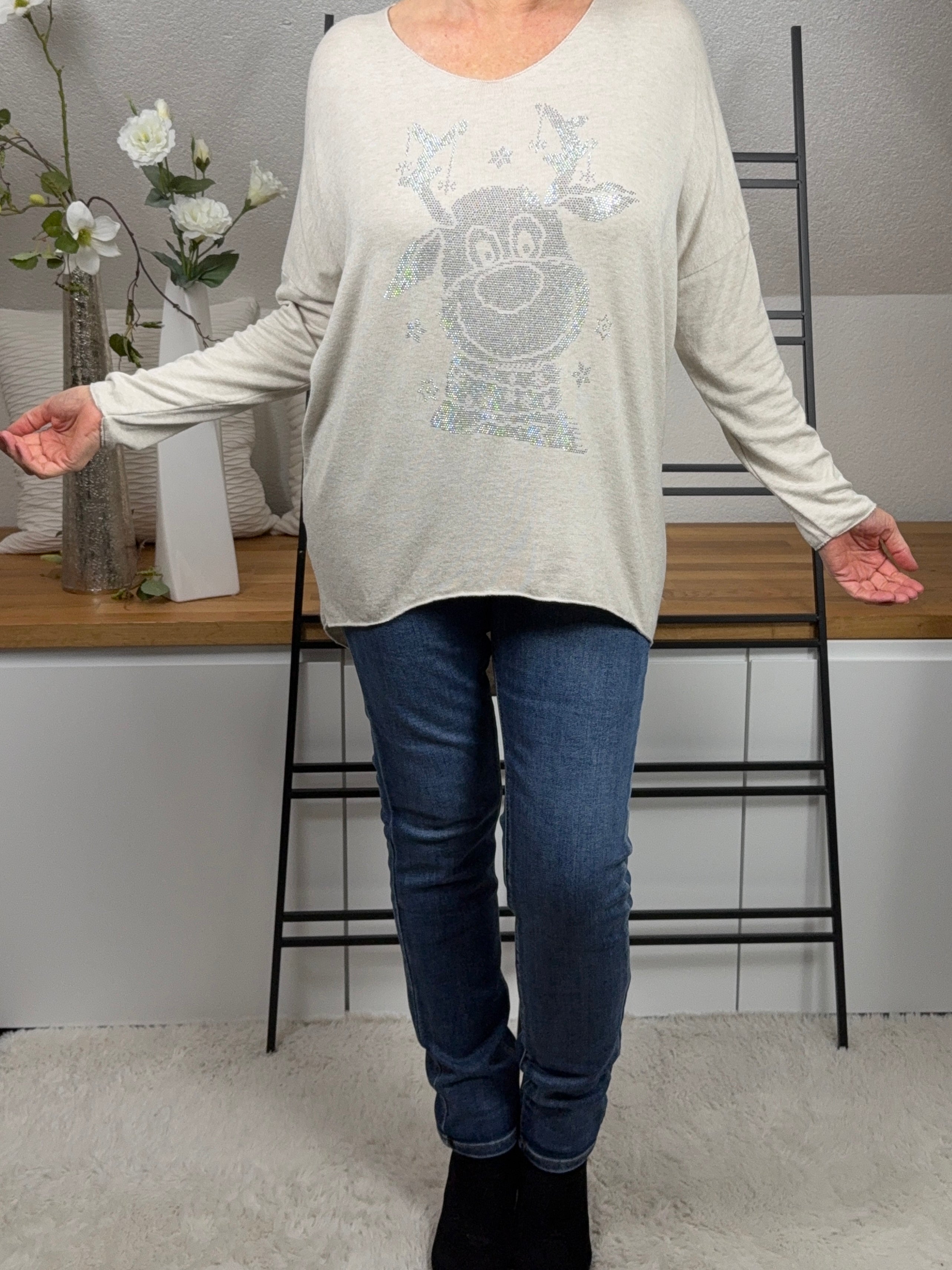 !!!AKTION!!!                          Damen Feinstrick Pullover „Rudolf Junior“ Einheitsgrösse Gr. 36 - 44 in 3 Farben