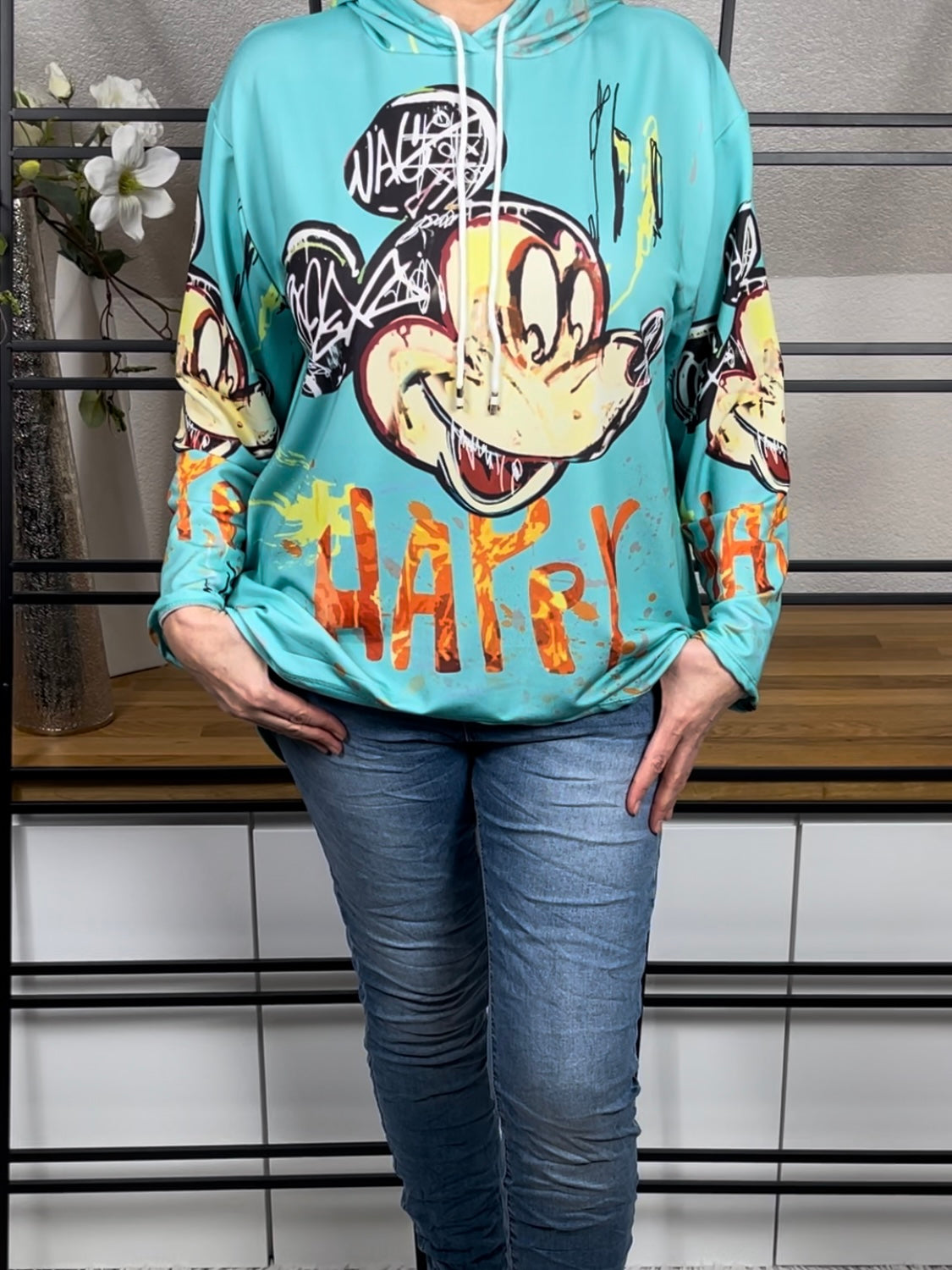 !!!!KEINE RETOURE MÖGLICH !!!!Damen - Hoodie „Mickey“ Einheitsgrösse Gr. 38 - 44 in 2 Farben