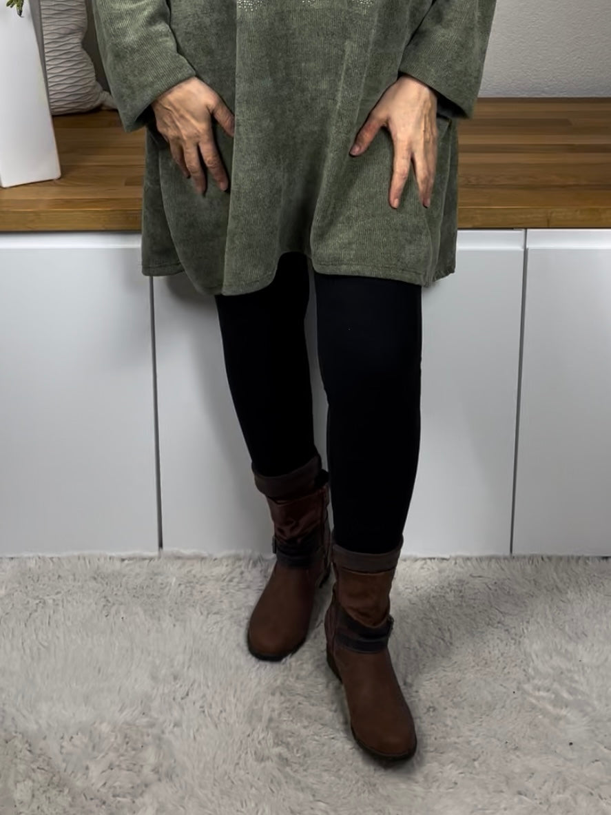 Damen Leggin „Velouroptik“  Gr. 38 - 50 in schwarz