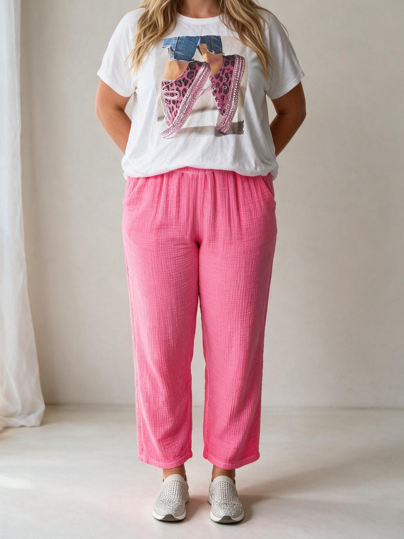 Musselin Hose mit elastischem Bund in 4 Farben